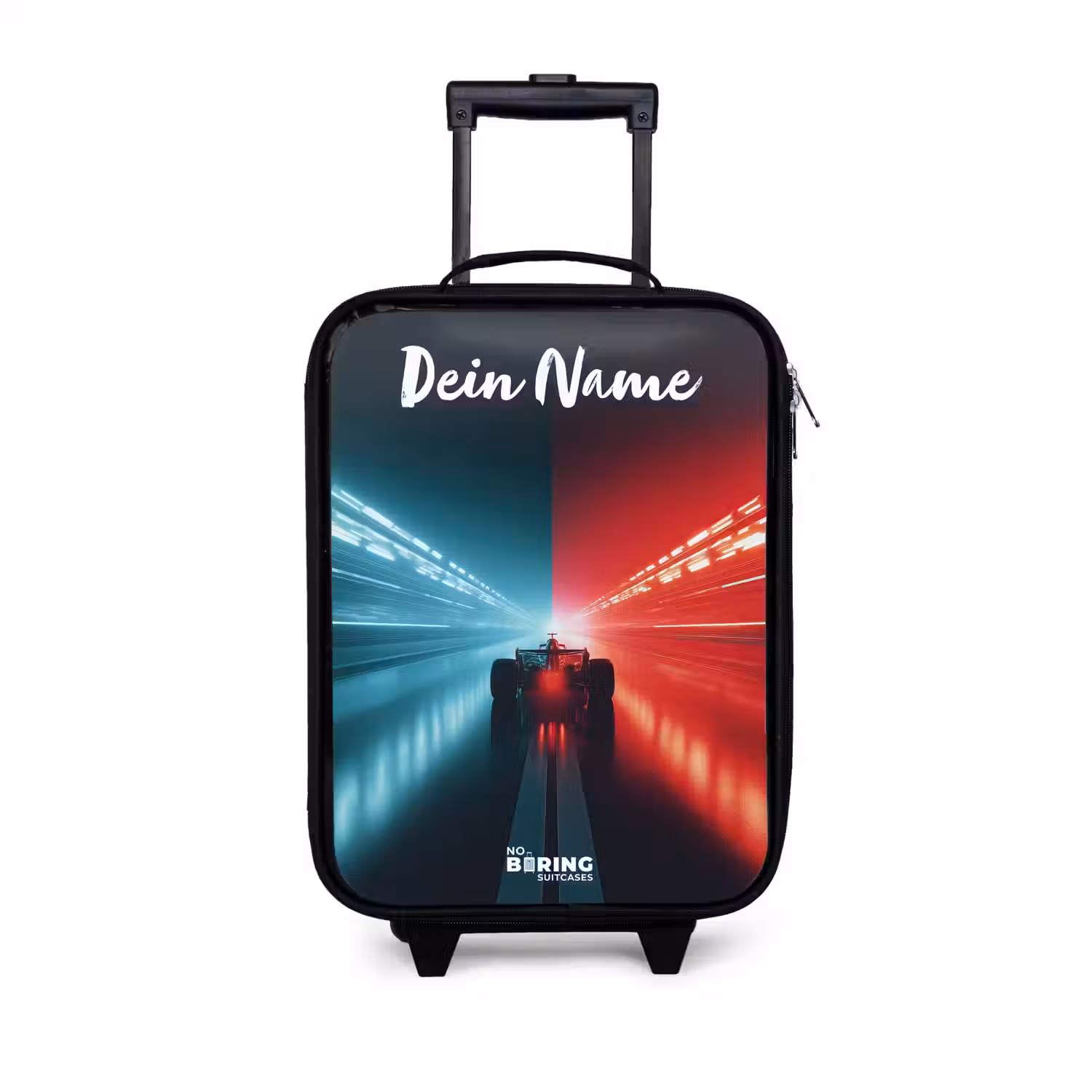 Raceauto - Verlichting - Neon - Rood Kinderkoffer - Zwart klein -3d