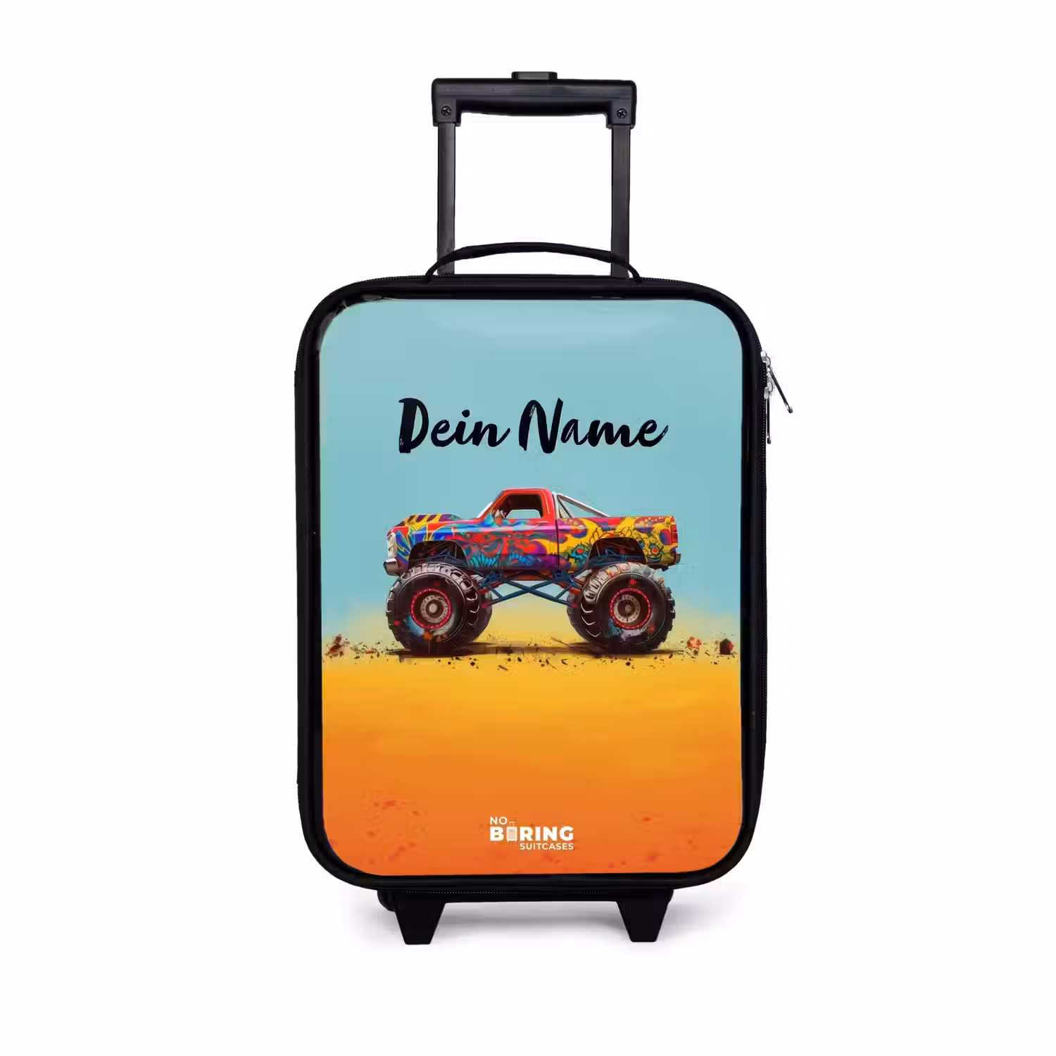 Monstertruck met Graffiti Print in het Zand Kinderkoffer - Zwart klein -3d