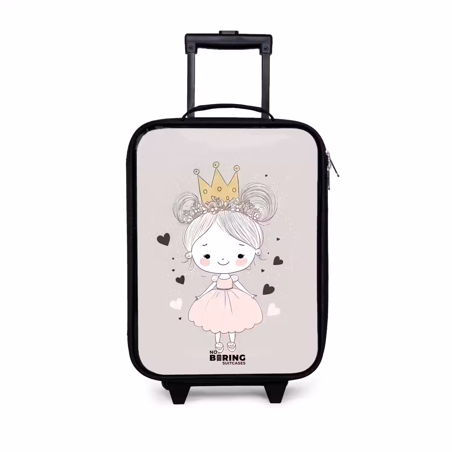 Prinses met knotjes Kinderkoffer - Zwart klein -3d