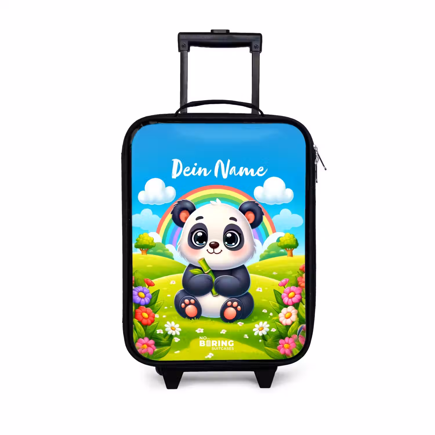 Pukkie Panda Kinderkoffer - Zwart klein -3d
