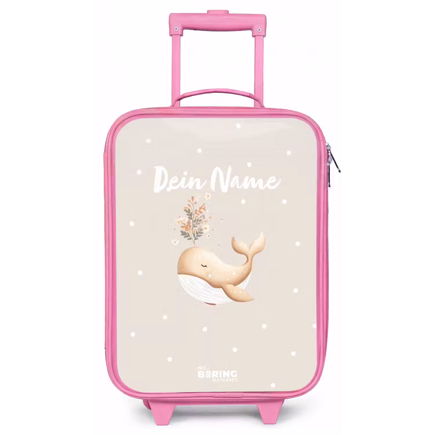 Beige walvis in bloemenzee Kinderkoffer - Roze klein -zz3dotto