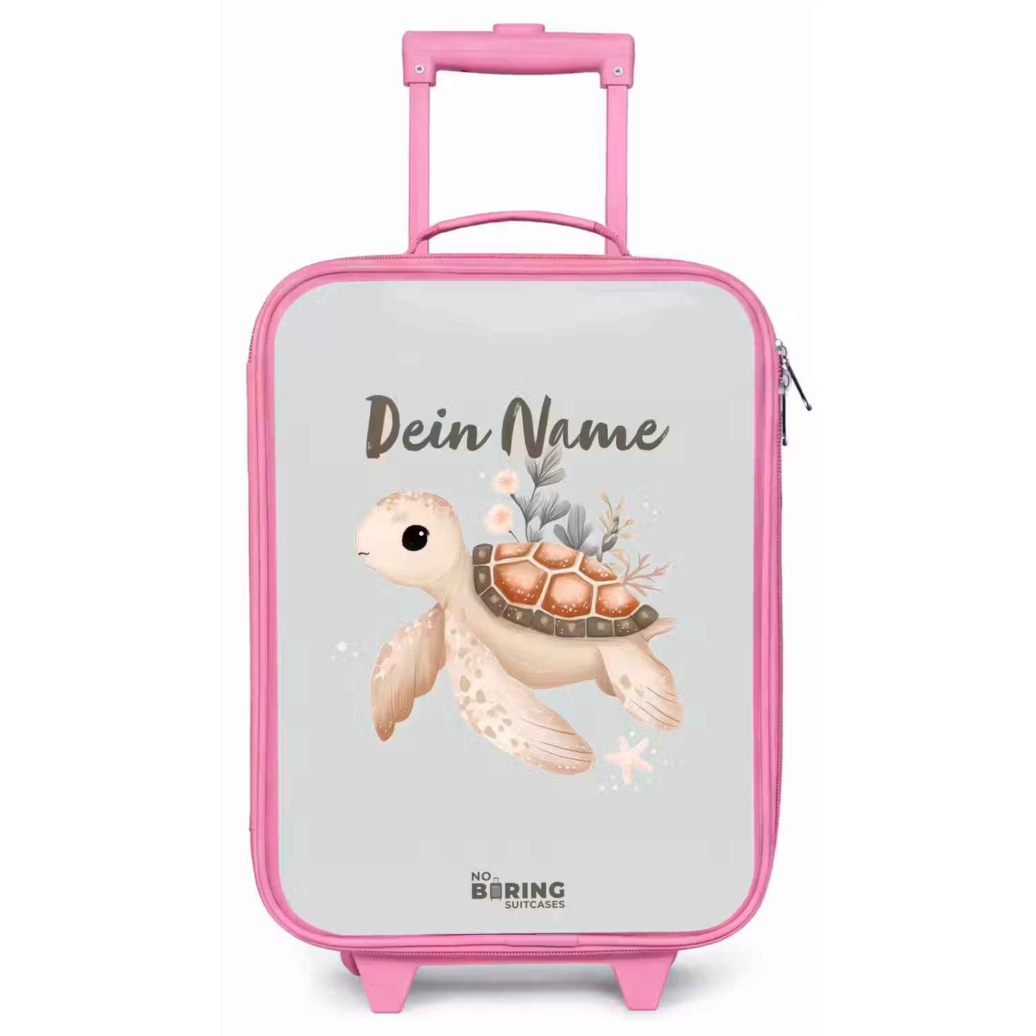 Bruine zeeschildpad in pastel onderwaterwereld Kinderkoffer - Roze klein -zz3dotto