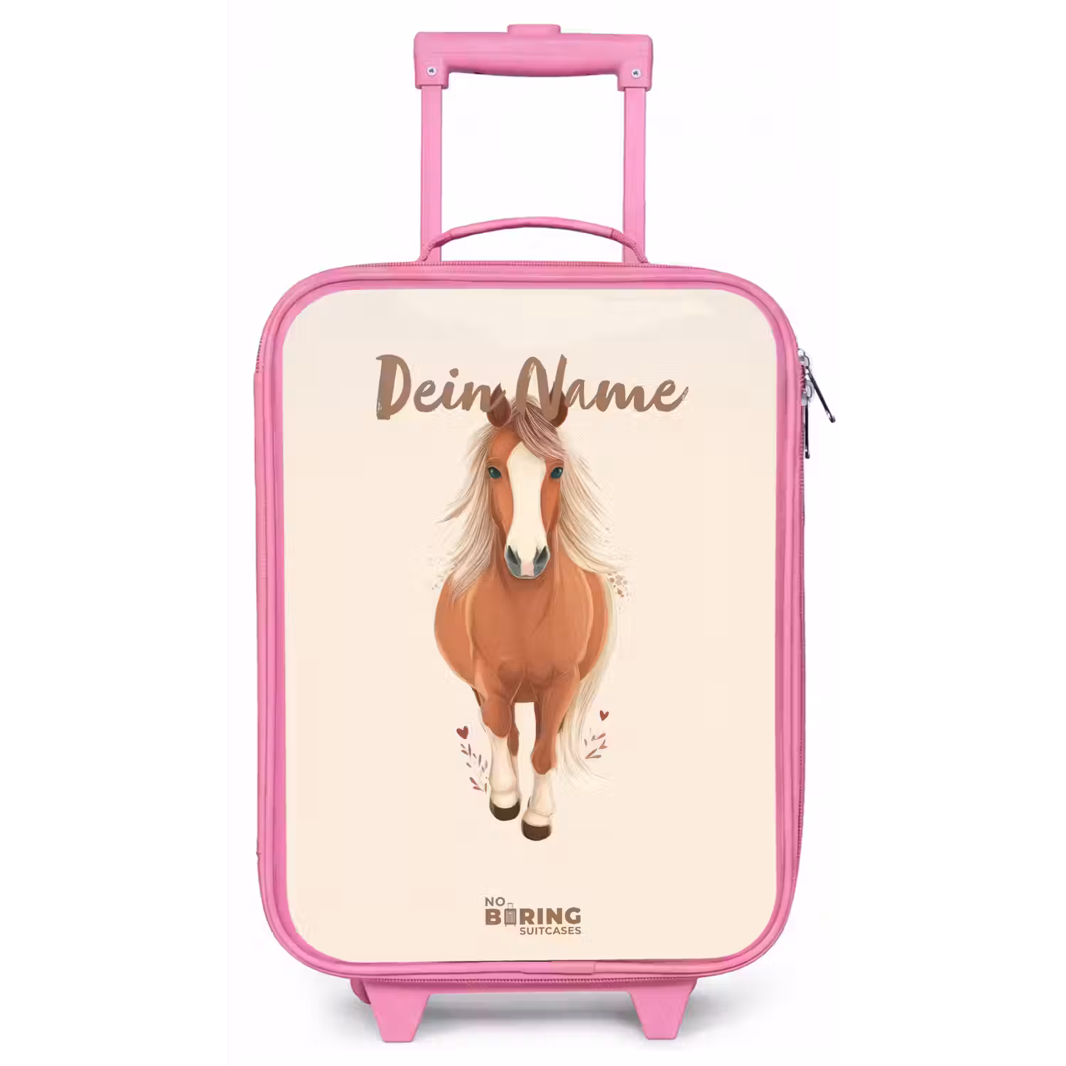 Bruin paard in gallop Kinderkoffer - Roze klein -zz3dotto