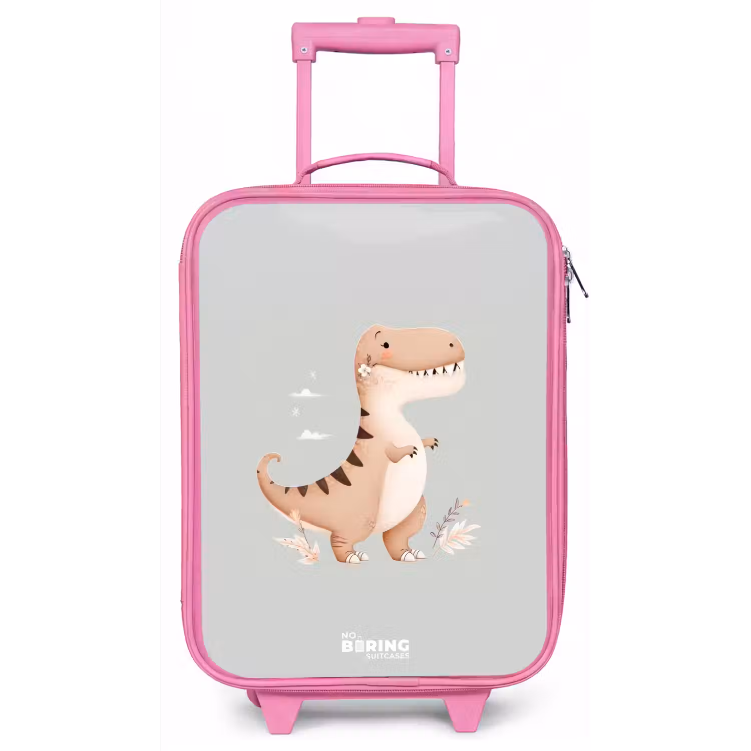 Dino in beige en grijze kleuren Kinderkoffer - Roze klein -zz3dotto