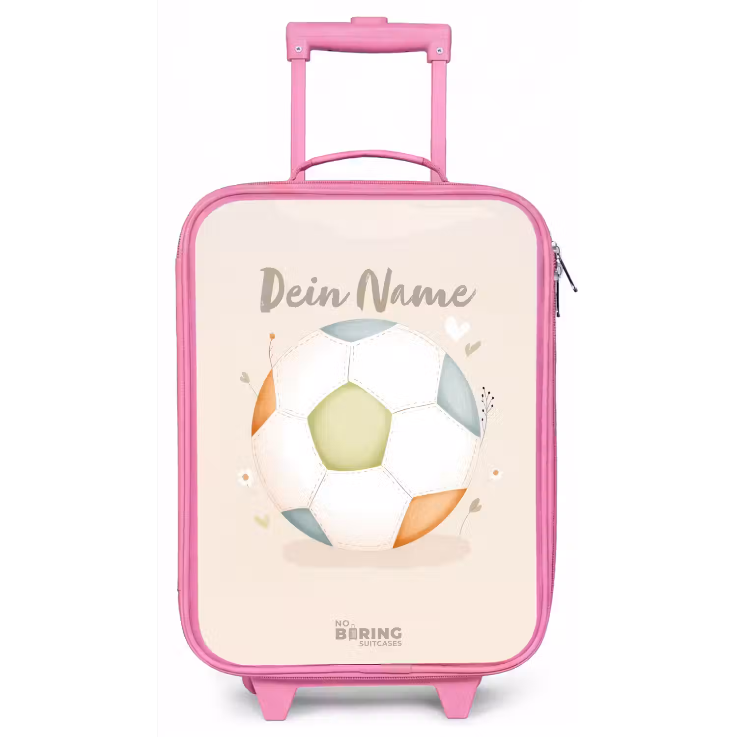 Voetbal in beige pastel kleuren Kinderkoffer - Roze klein -zz3dotto
