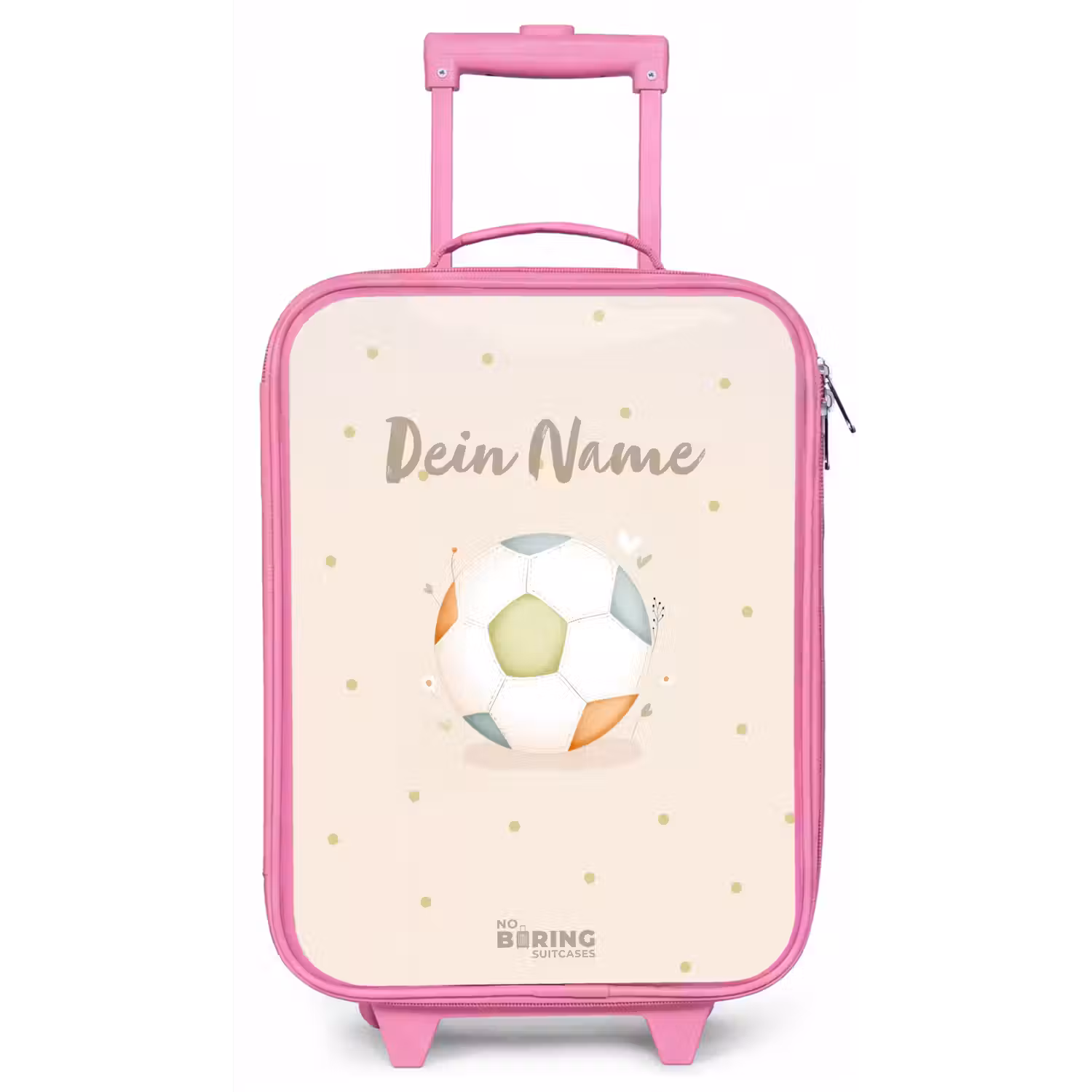 Voetbal in beige pastel kleuren Kinderkoffer - Roze klein -zz3dotto