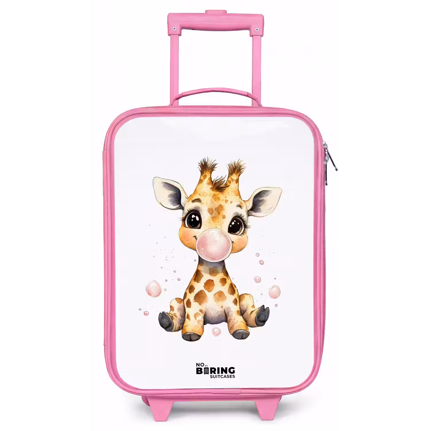 Giraffe met roze kauwgombal Kinderkoffer - Roze klein -zz3dotto