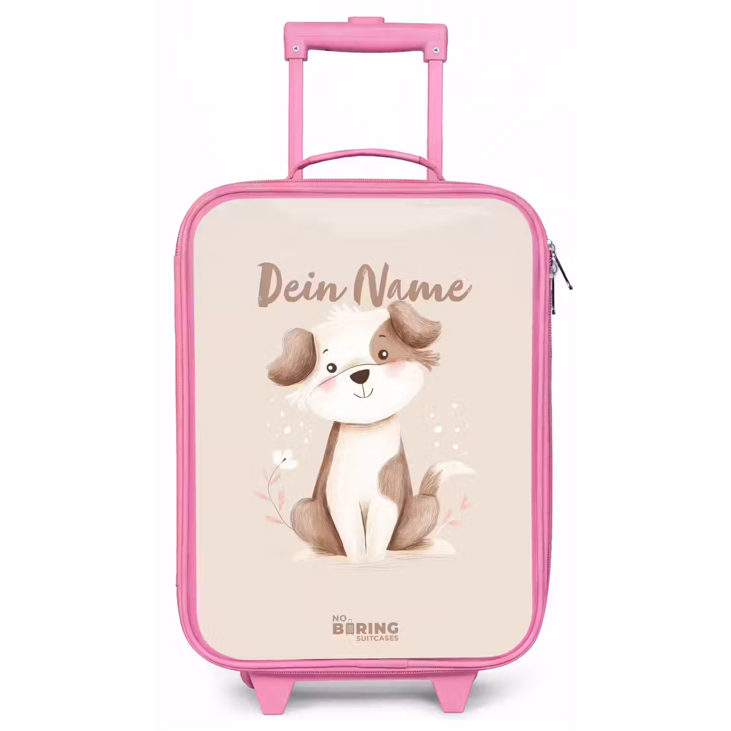 Hond in de kleuren bruin en beige Kinderkoffer - Roze klein -zz3dotto