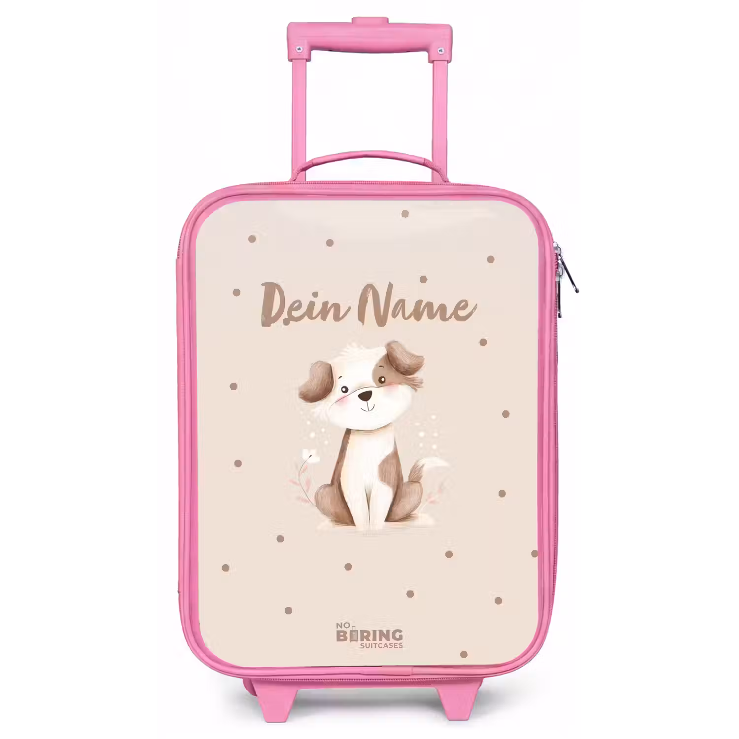 Honden pup omringd door bruine stippen Kinderkoffer - Roze klein -zz3dotto