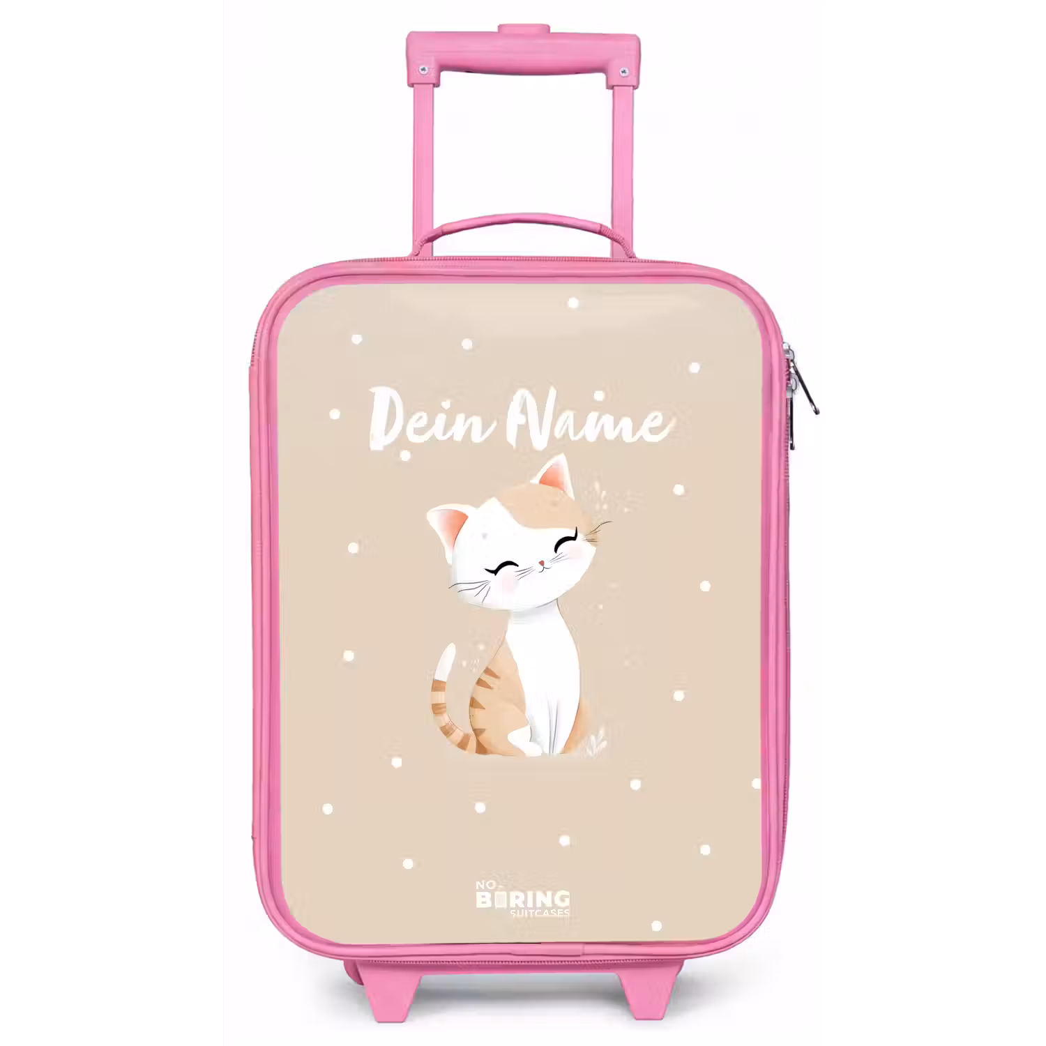 Kat omringd door beige stippen Kinderkoffer - Roze klein -zz3dotto