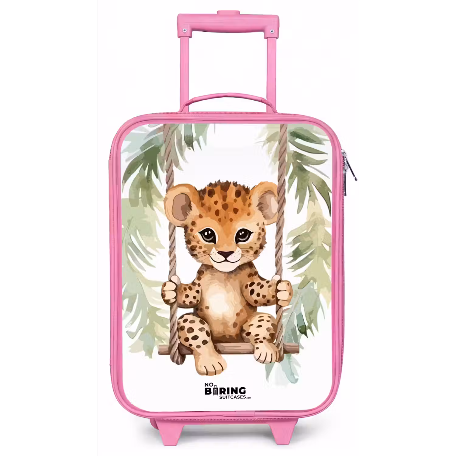 Luipaard welp op een schommel waterverf illustratie Kinderkoffer - Roze klein -zz3dotto