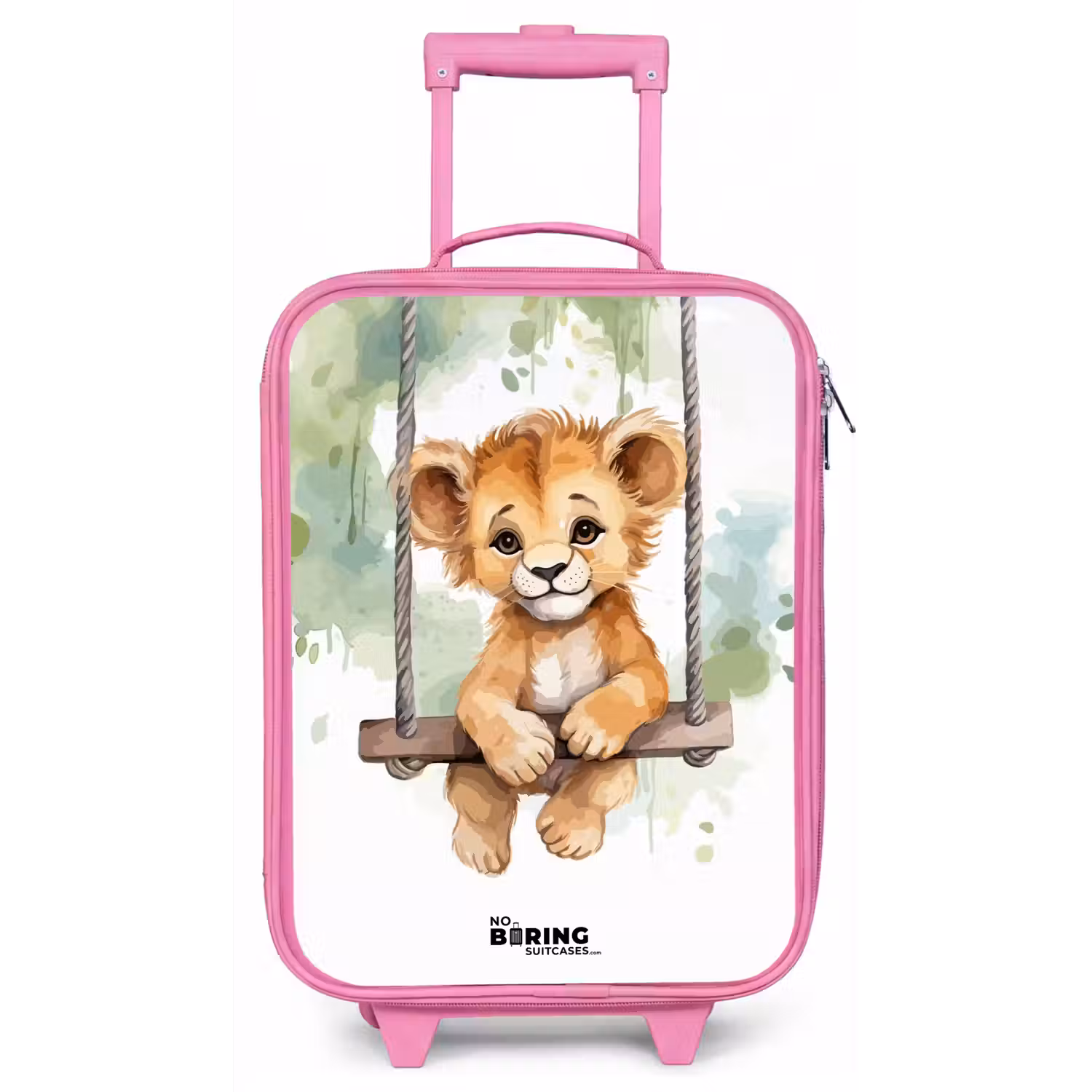 Leeuwenwelpje met schommel illustratie Kinderkoffer - Roze klein -zz3dotto