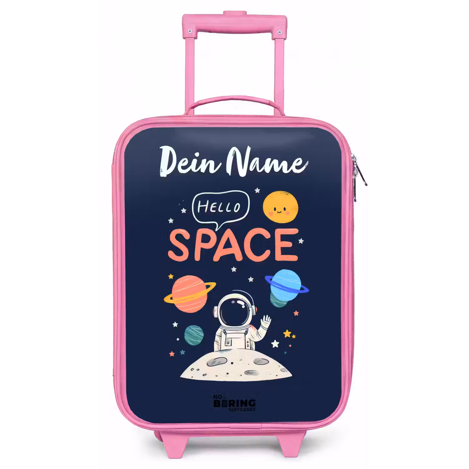 Astronaut - Quote - Planeten - Sterren Kinderkoffer - Roze klein -zz3dotto