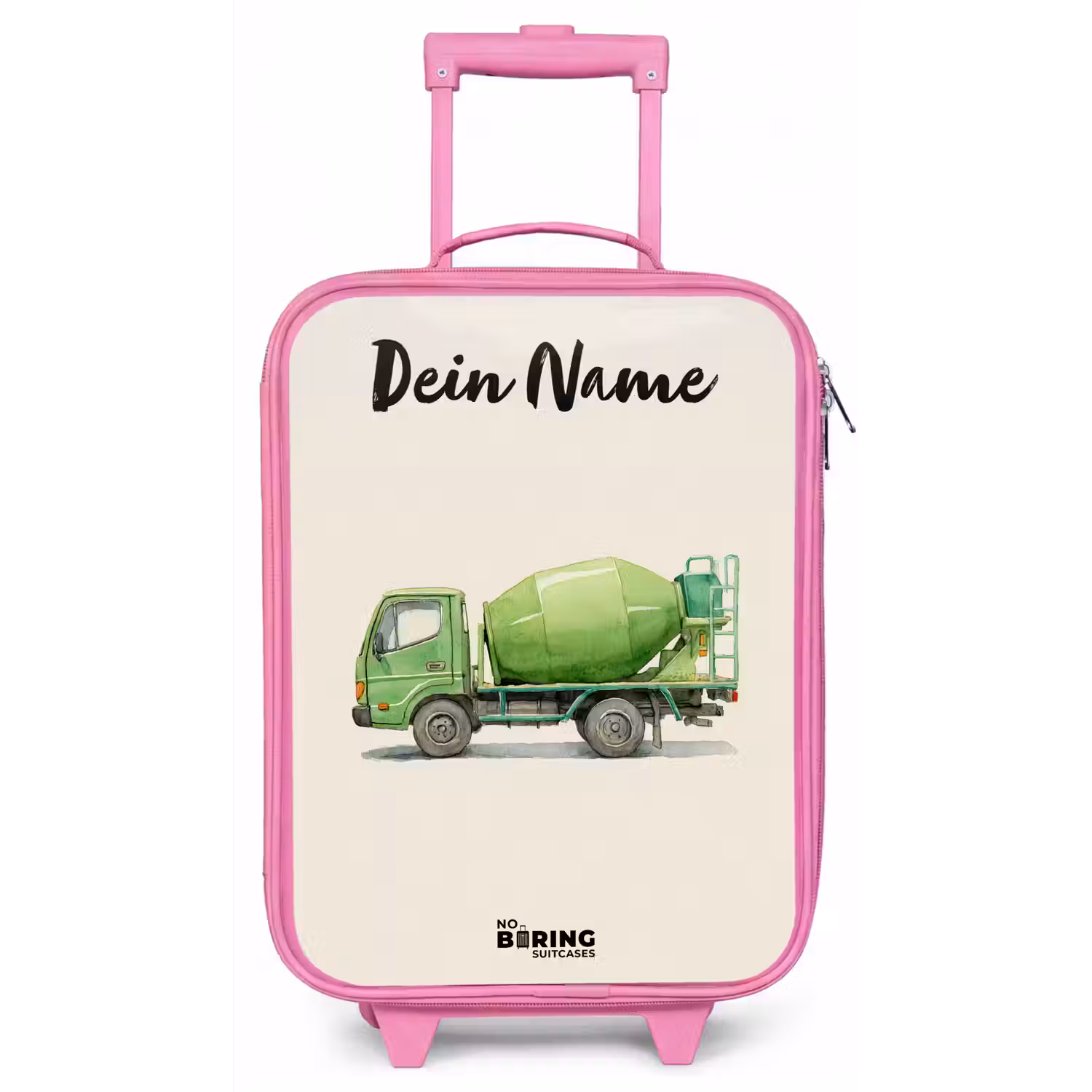 Betonmixer - Getekend - Groen Kinderkoffer - Roze klein -zz3dotto