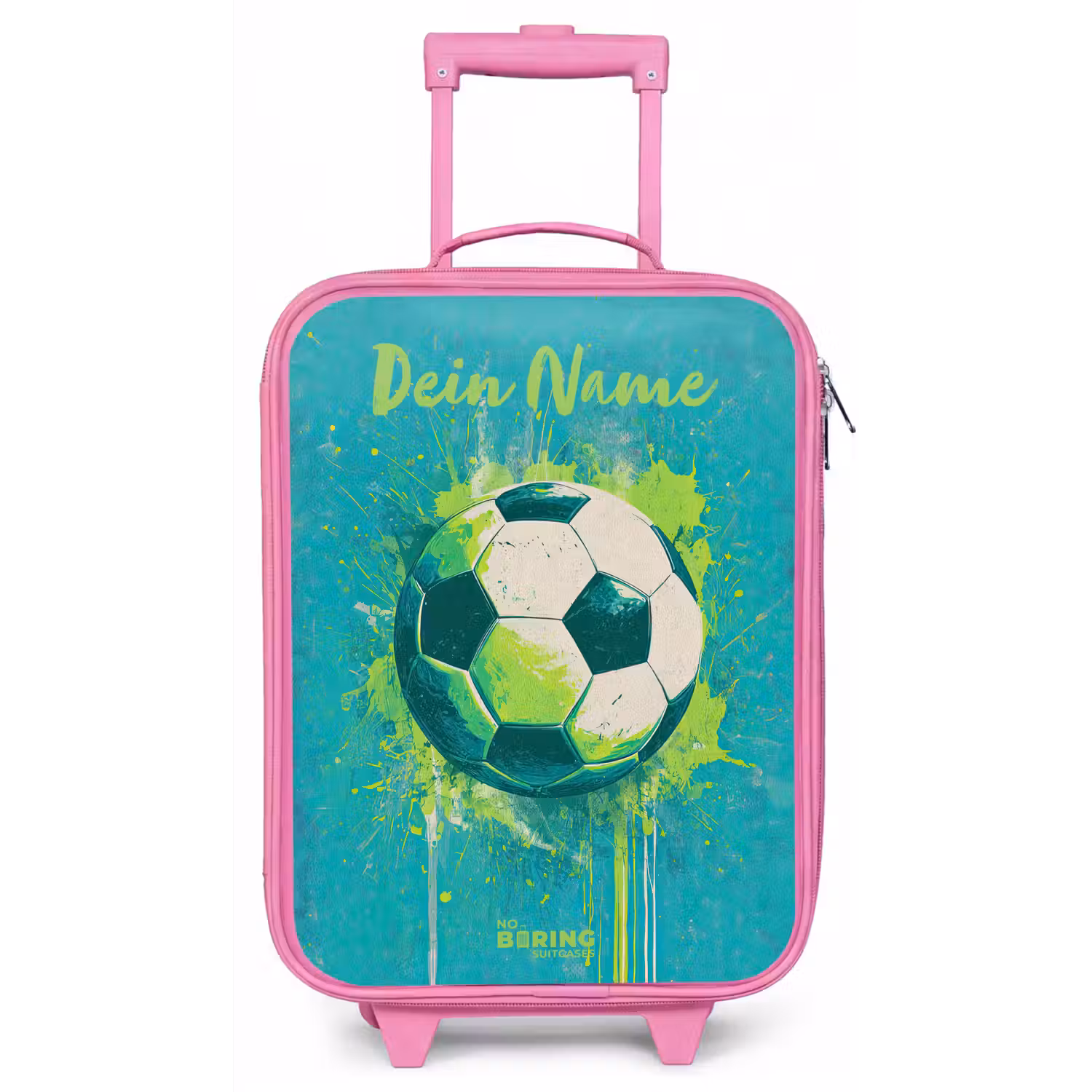 Voetbalvibes - Verfspatten - Groen - Blauw Kinderkoffer - Roze klein -zz3dotto