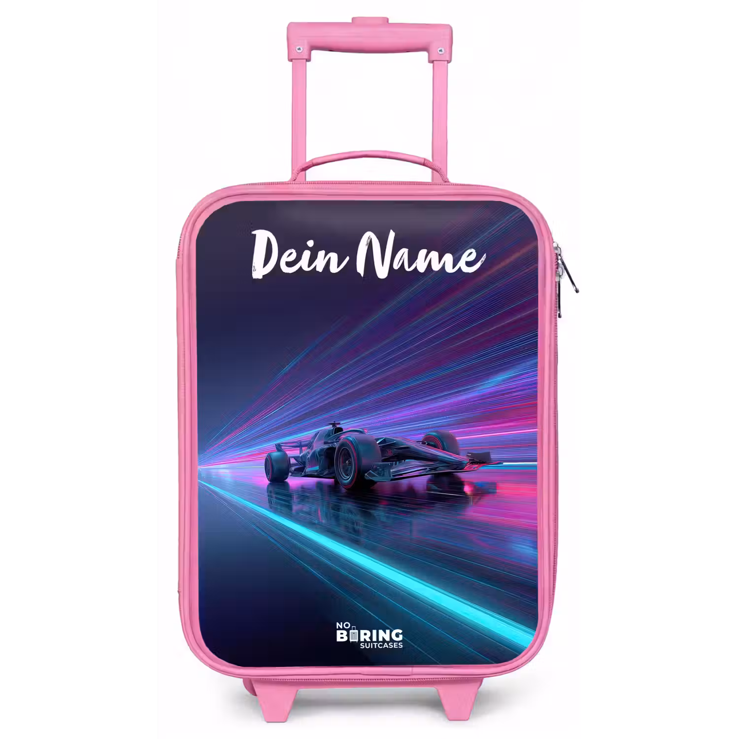 Lichtstralen - Neon - Racewagen - Paars Kinderkoffer - Roze klein -zz3dotto