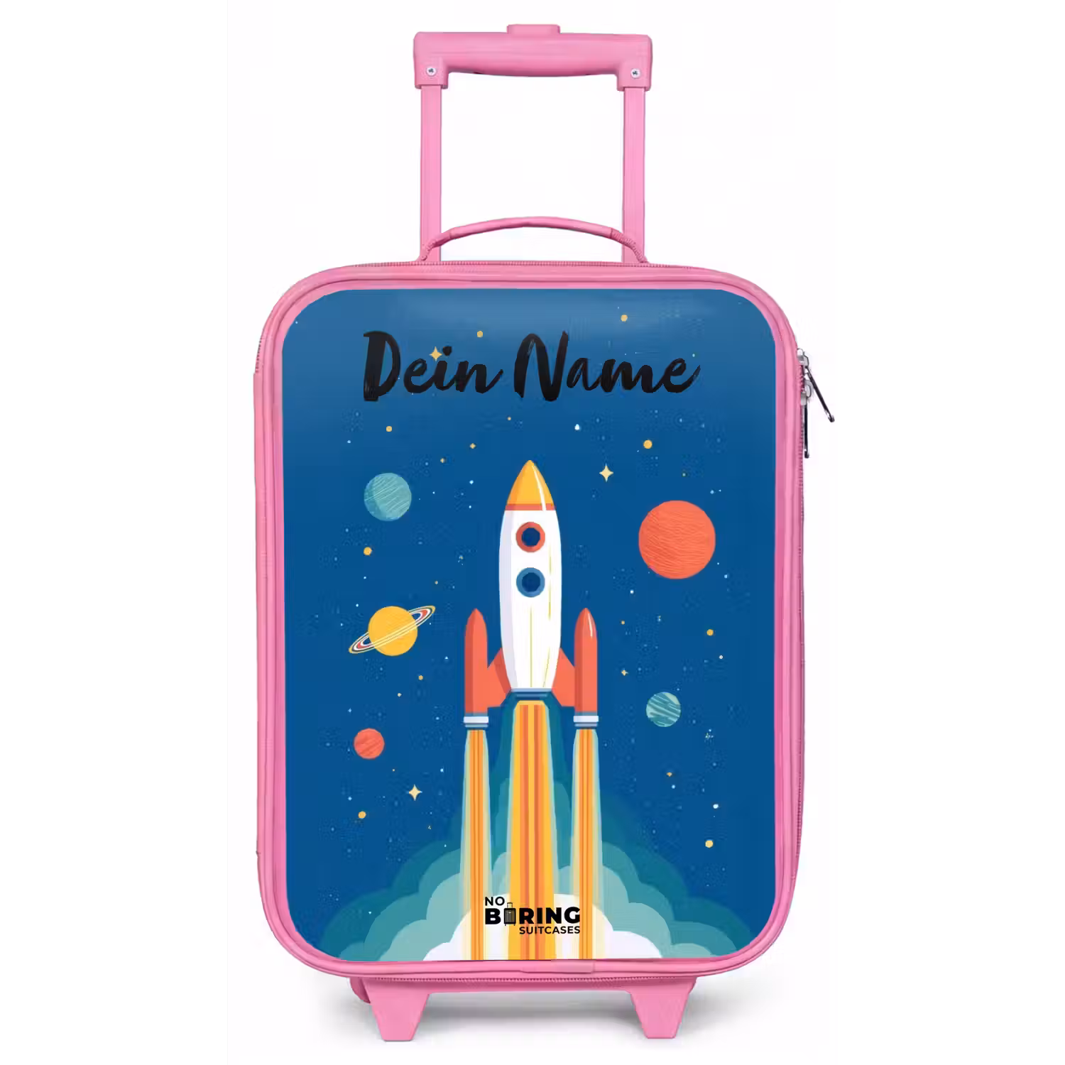 Raket - Planeet - Sterren - Veelkleurig Kinderkoffer - Roze klein -zz3dotto