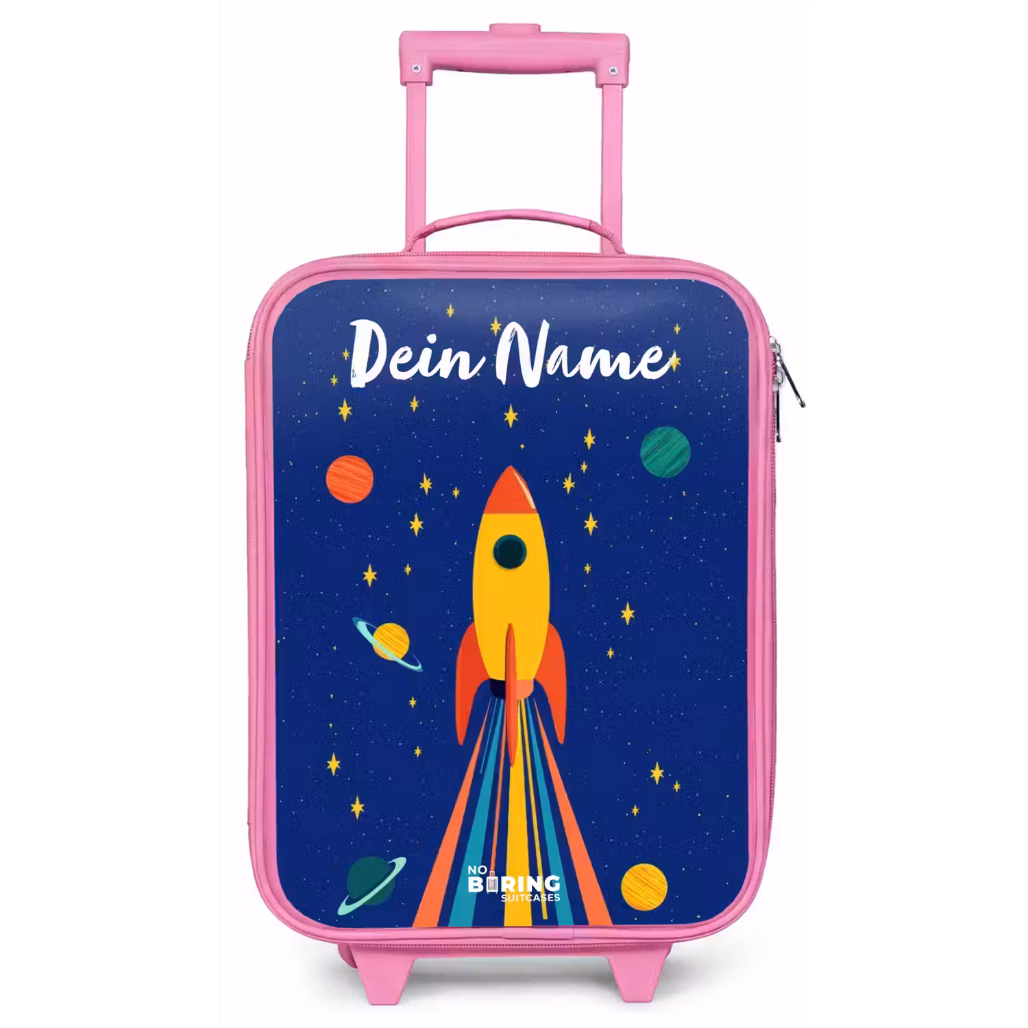 Raket - Sterren - Planeet - Ruimte Kinderkoffer - Roze klein -zz3dotto