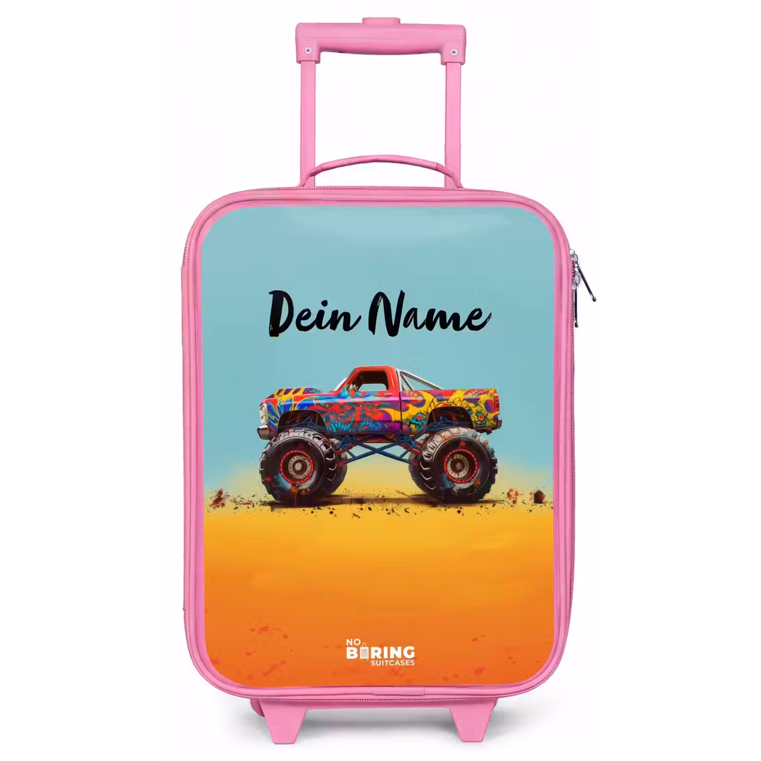 Monstertruck met Graffiti Print in het Zand Kinderkoffer - Roze klein -zz3dotto