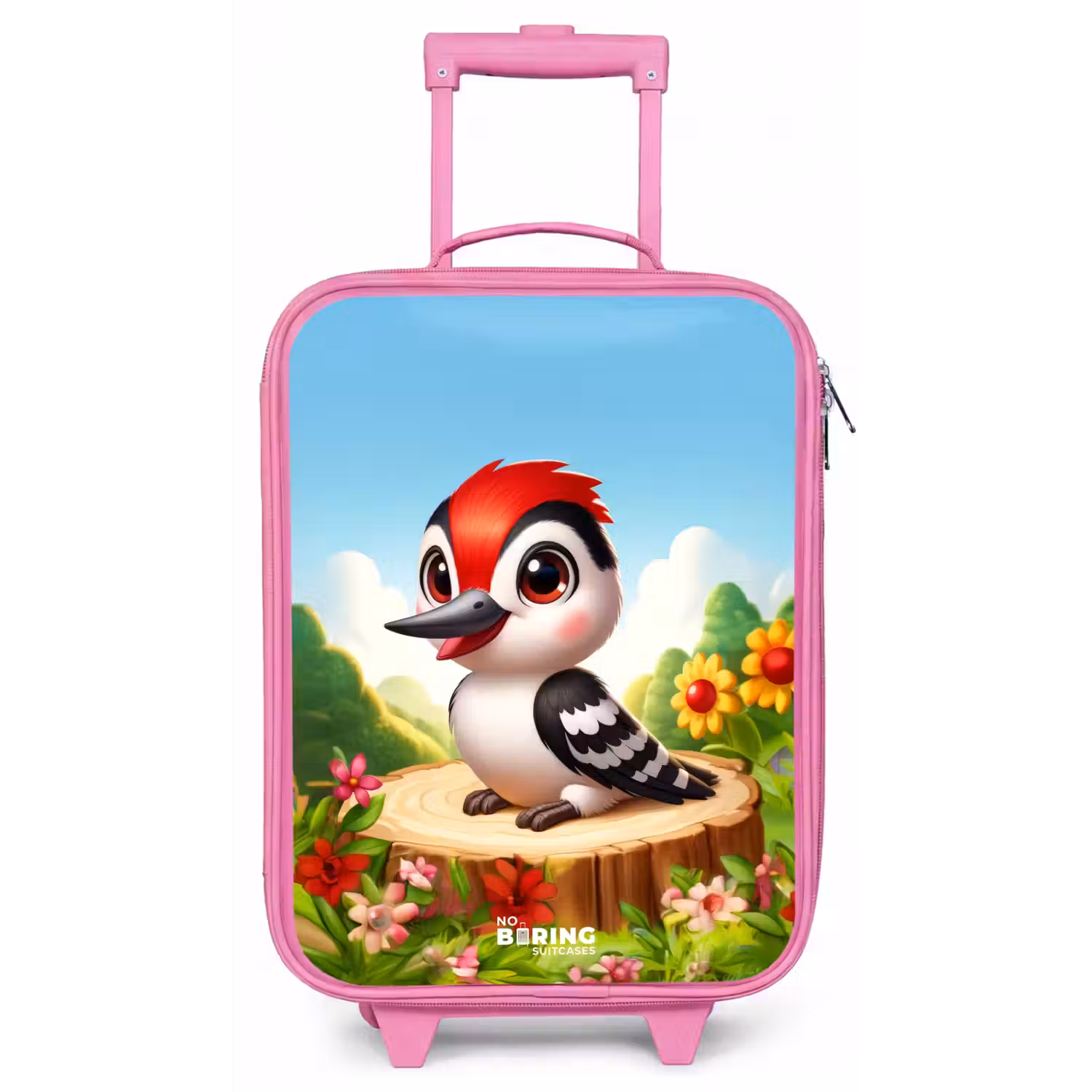 Specht op en boomstronk Kinderkoffer - Roze klein -zz3dotto