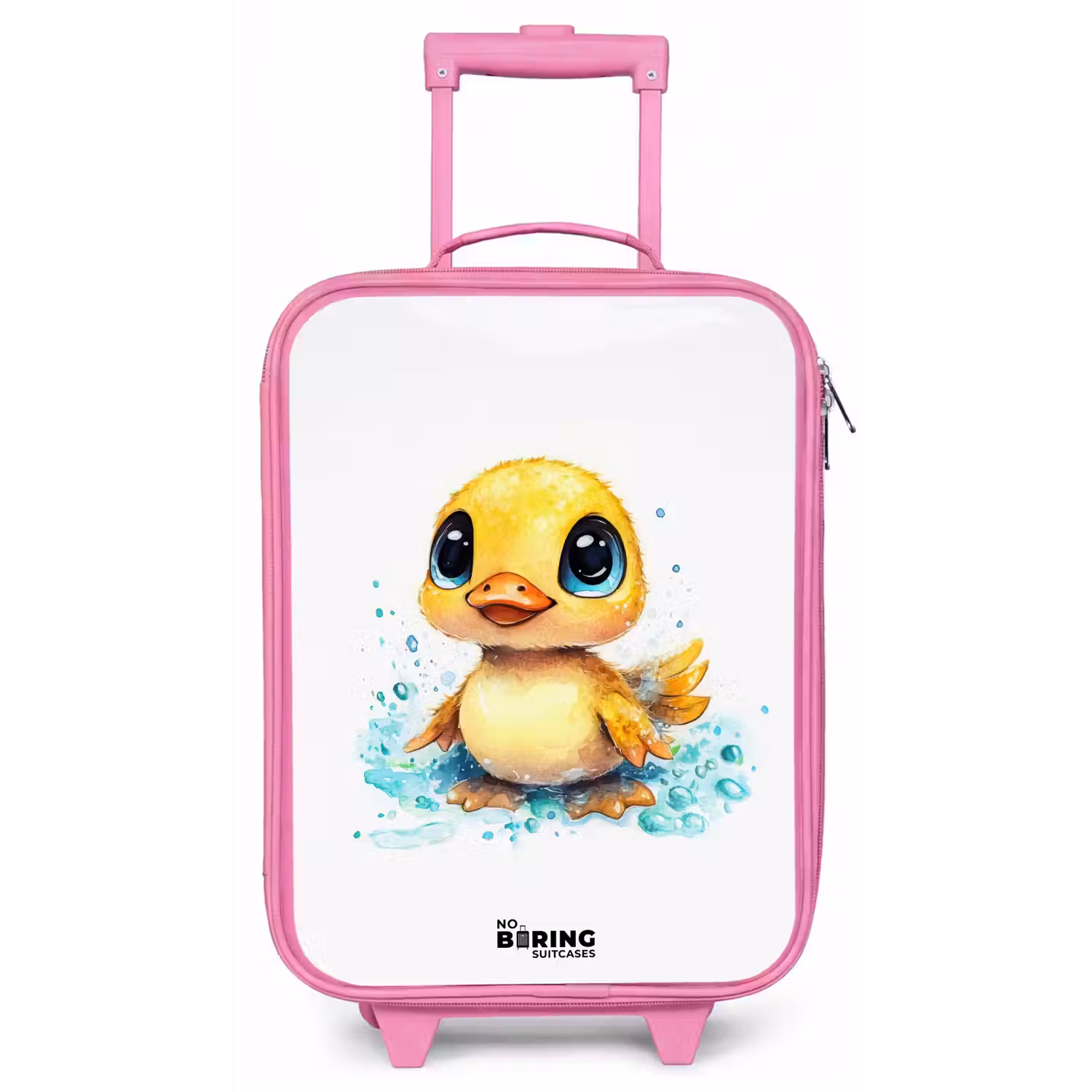 Lief eendje met blauwe ogen en waterspetters Kinderkoffer - Roze klein -zz3dotto