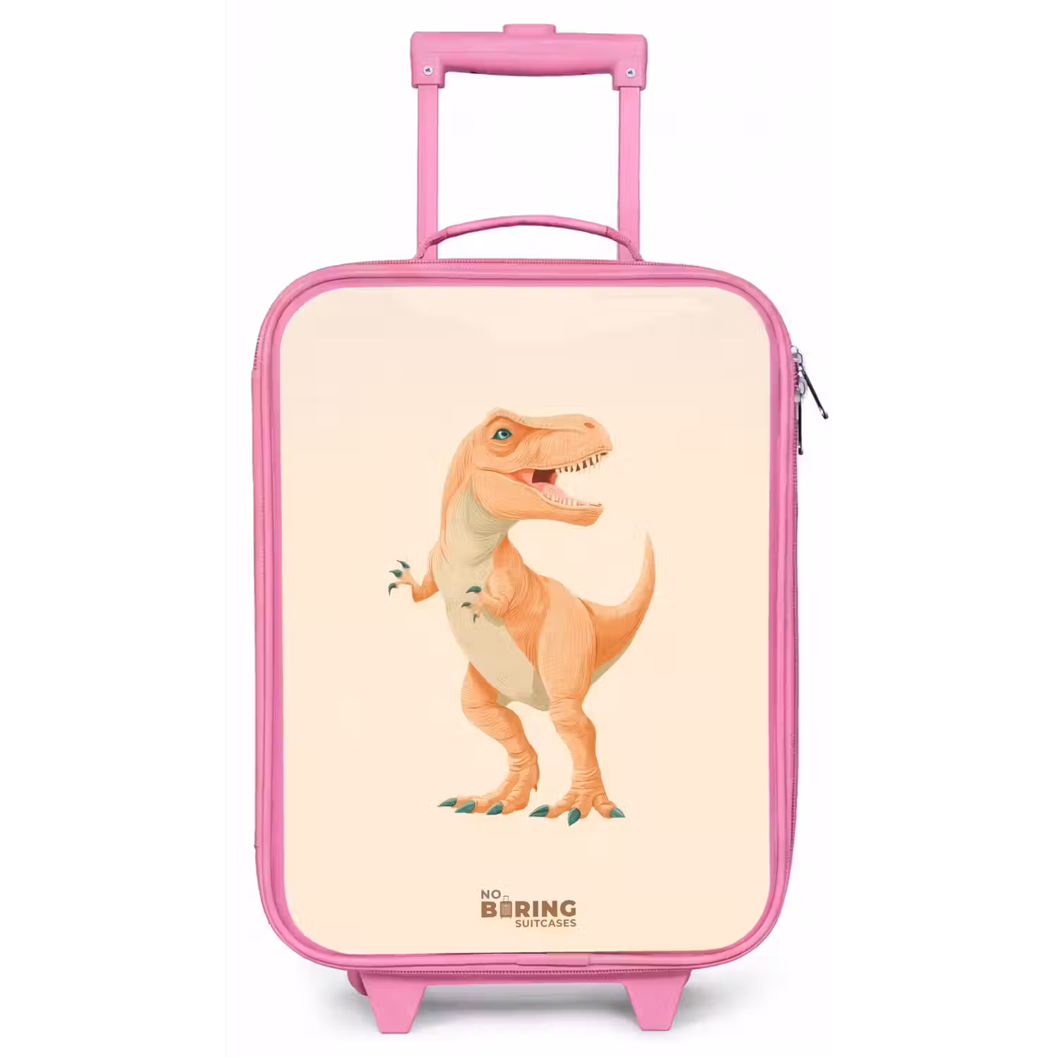 T-rex dino in oranje kleuren Kinderkoffer - Roze klein -zz3dotto