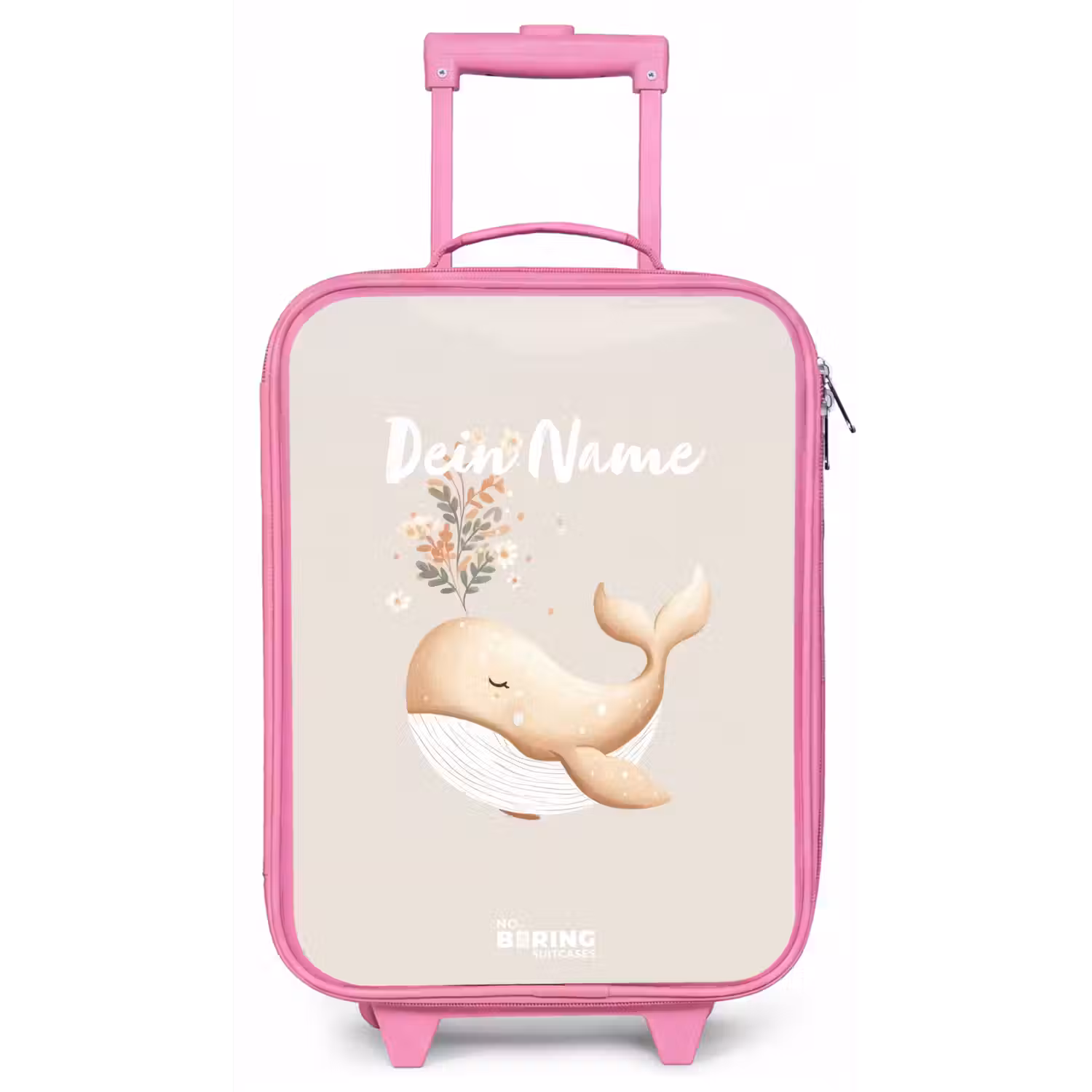 Walvis in pastel beige kleuren Kinderkoffer - Roze klein -zz3dotto