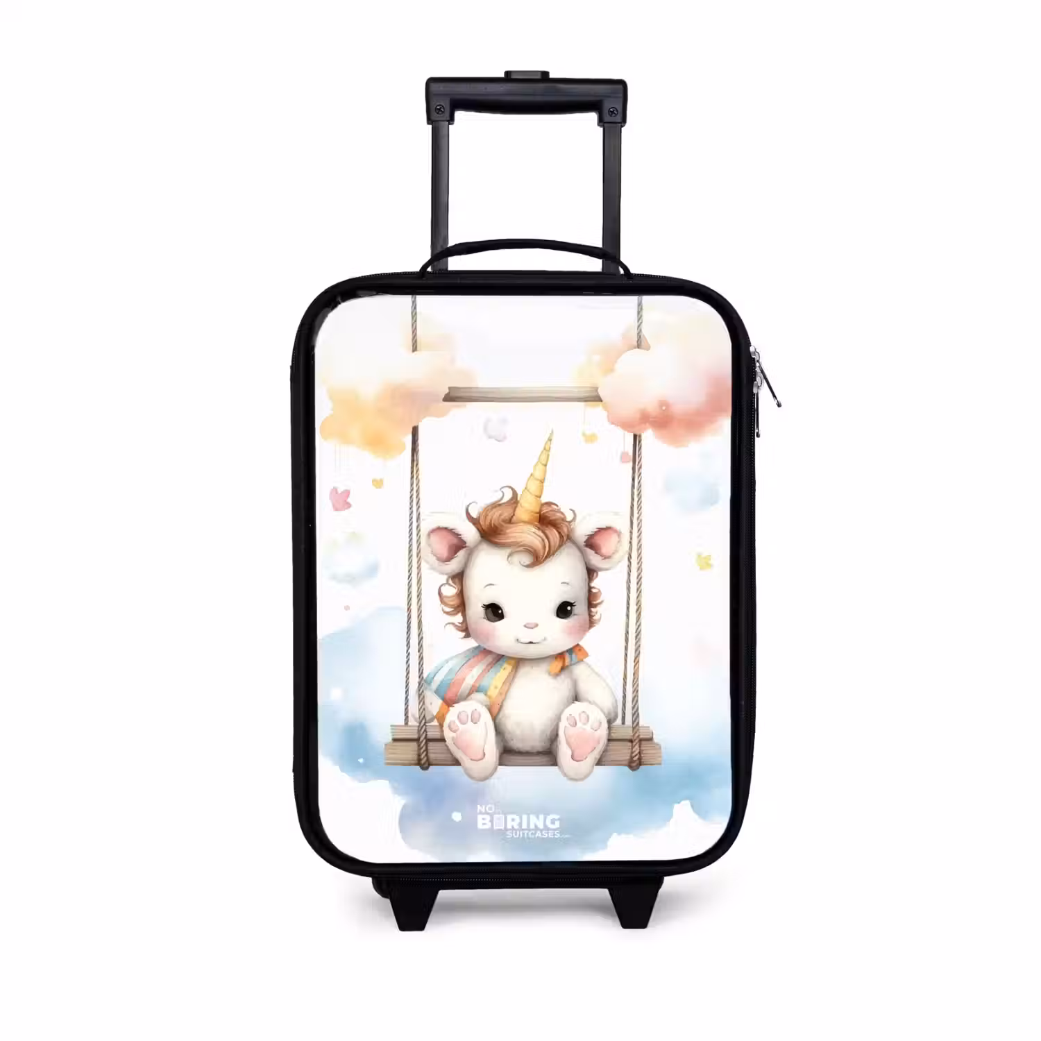 Schommelende baby eenhoorn Kinderkoffer - Zwart klein -3d