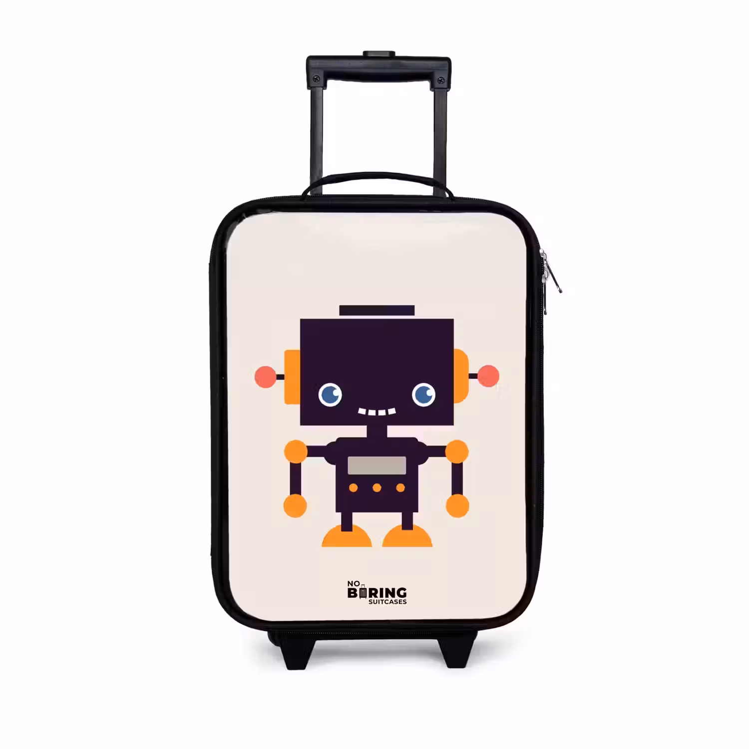 Zwarte robot met oranje accenten Kinderkoffer - Zwart klein -3d