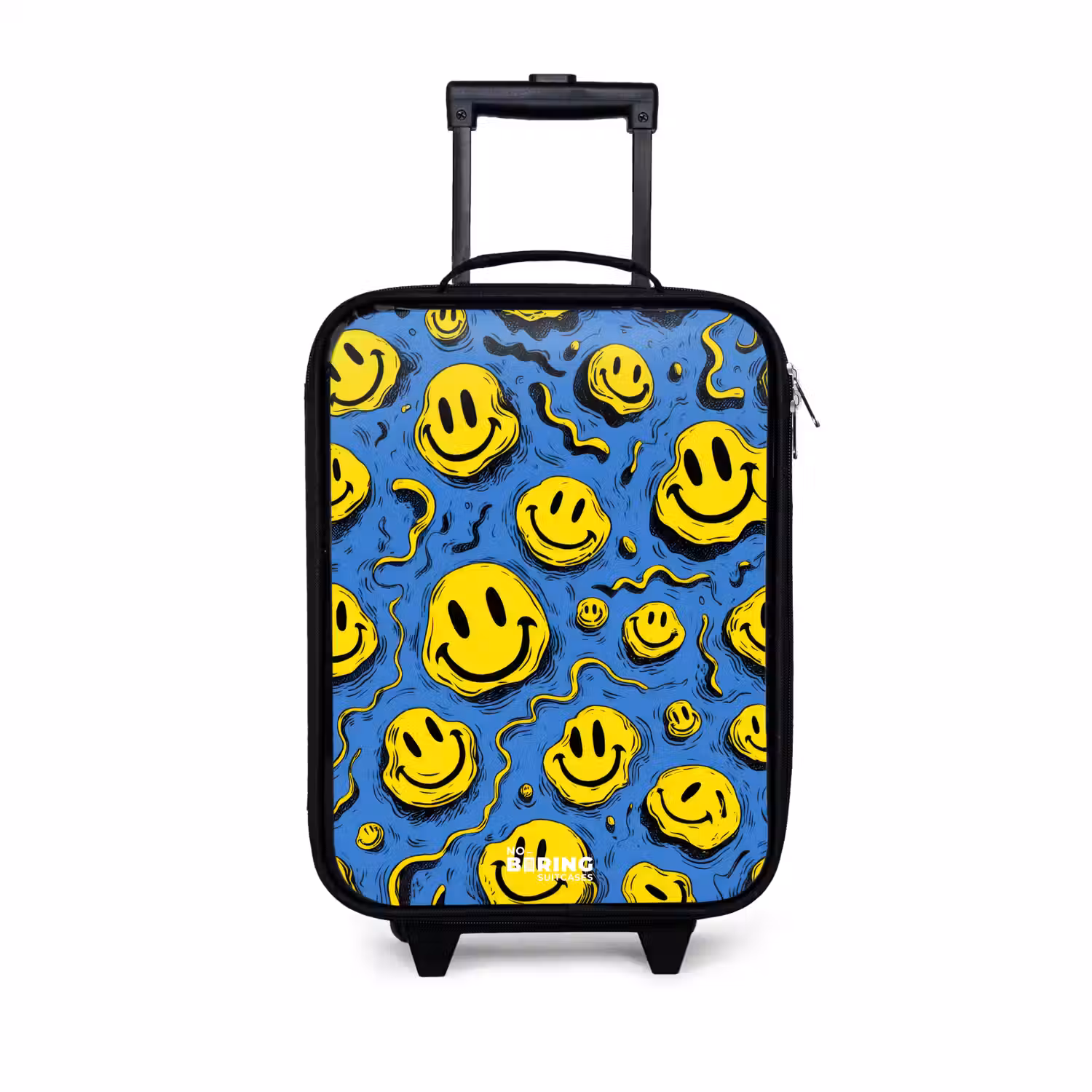Smiley - Geel - Blauw Kinderkoffer - Zwart klein -3d