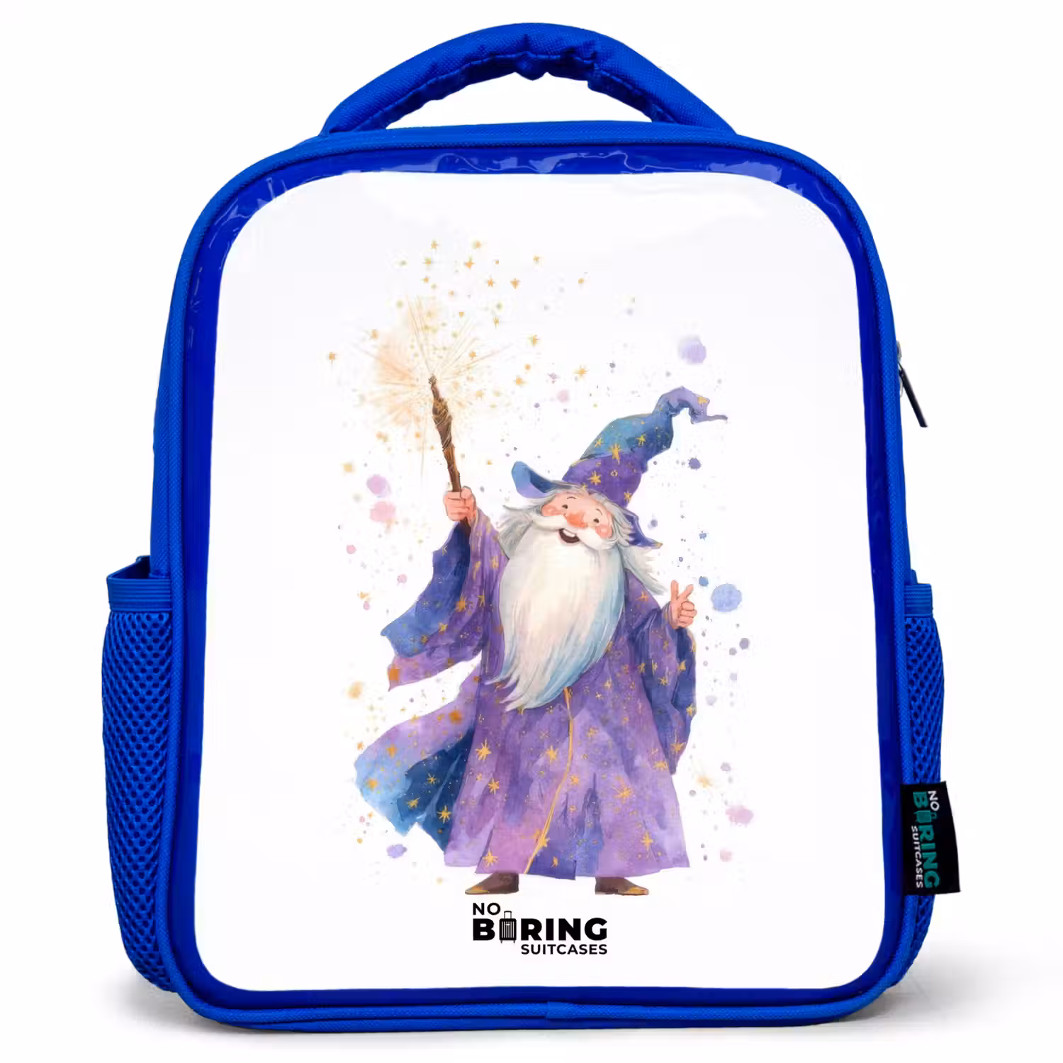 Oude tovenaar met staf Kinderrugzak - Blauw middel -3d