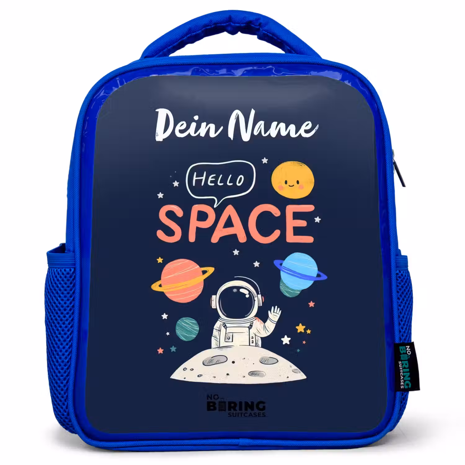Astronaut - Quote - Planeten - Sterren Kinderrugzak - Blauw middel -3d