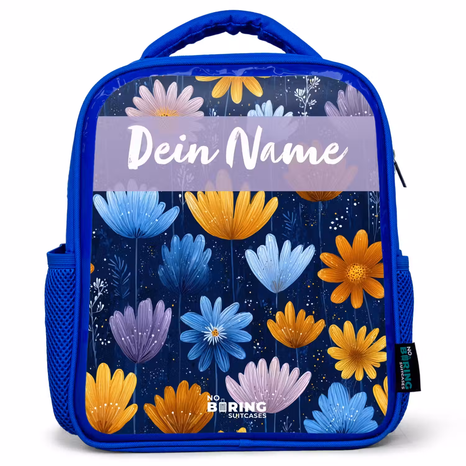 Bloemen - Patroon - Blauw Kinderrugzak - Blauw middel -3d