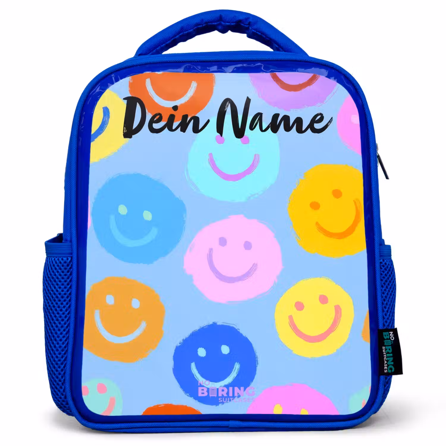 Vrolijk patroon van smileys Kinderrugzak - Blauw middel -3d