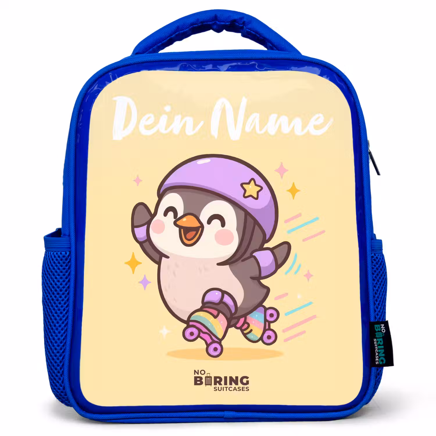 Kawai - Pinguin - Rolschaatsen Kinderrugzak - Blauw middel -3d