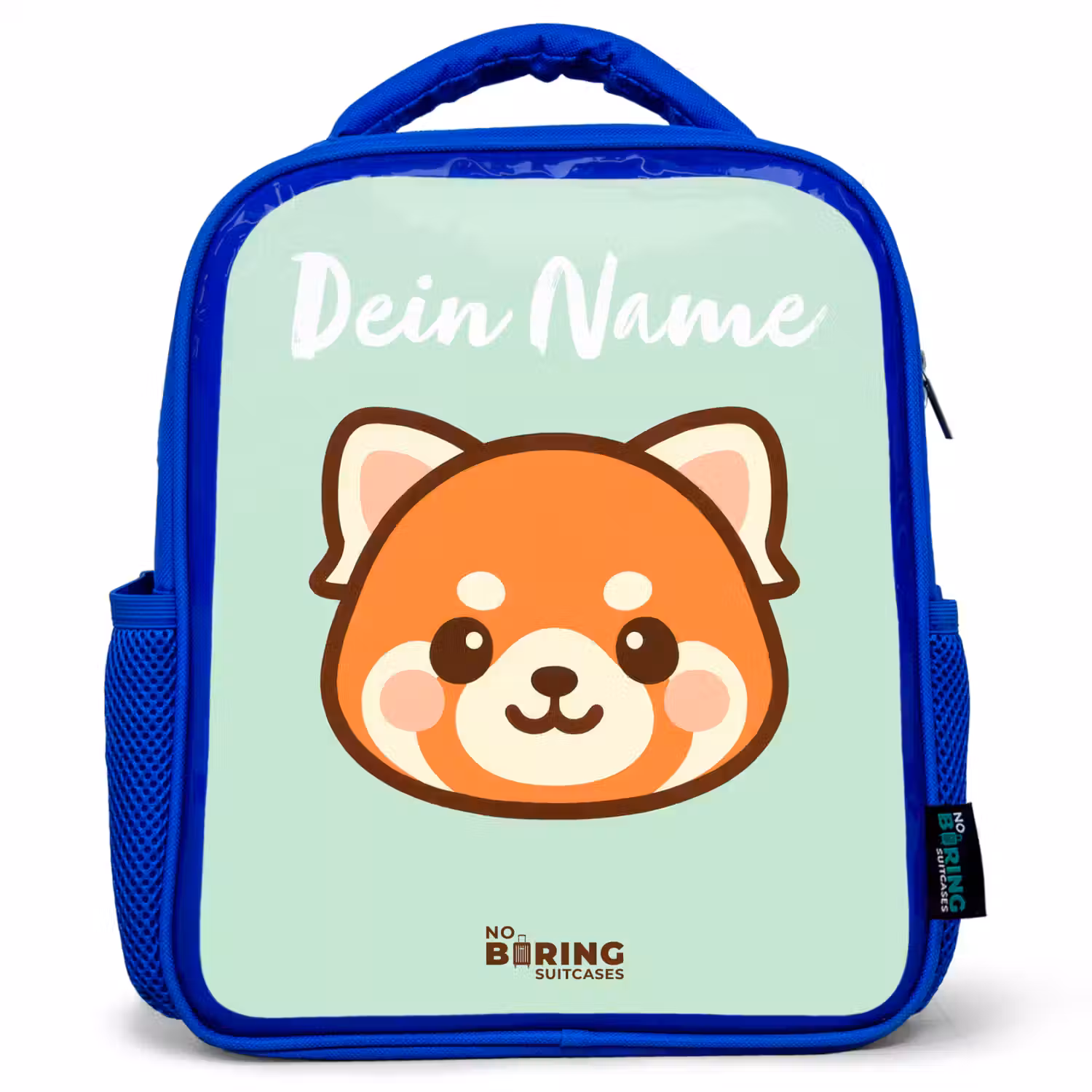 Kawai - Rode panda - Groen Kinderrugzak - Blauw middel -3d