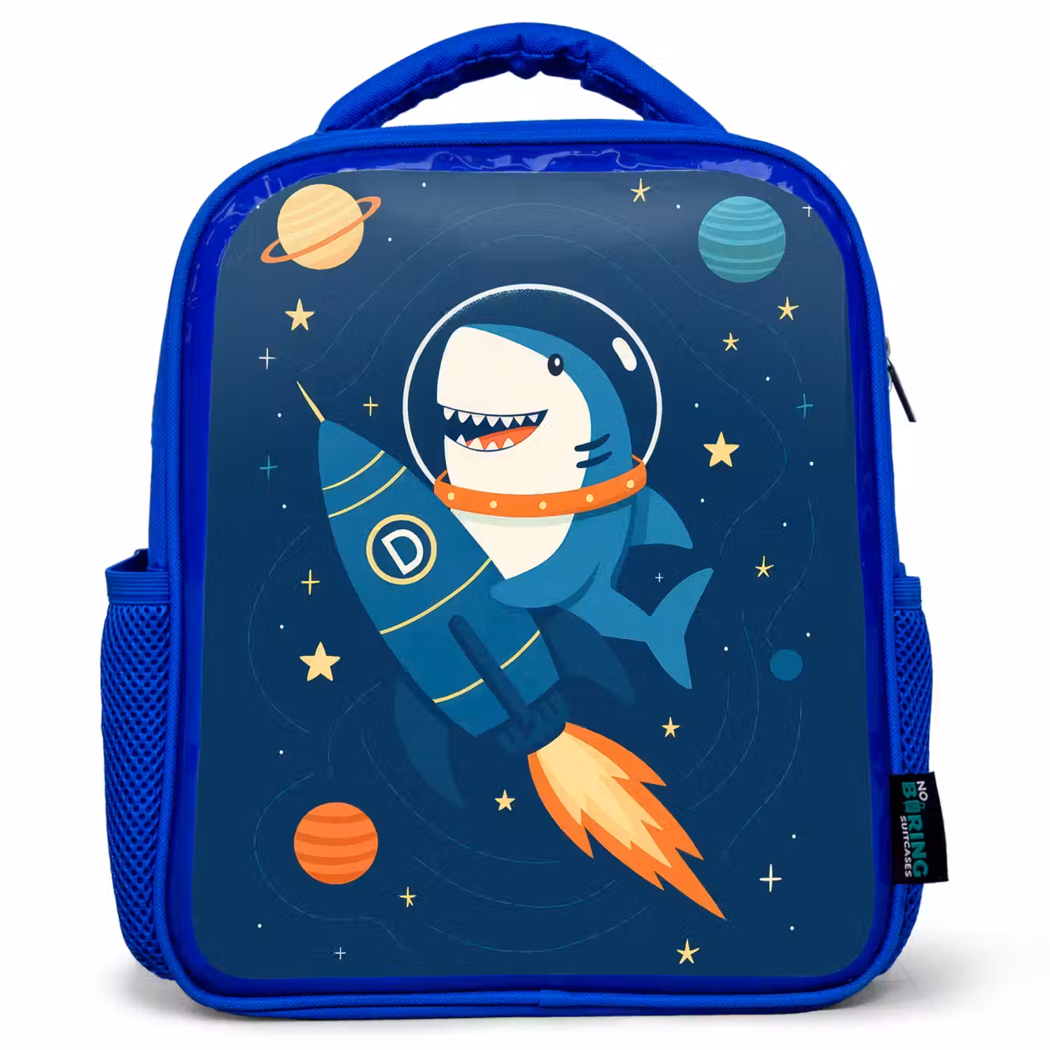 Raket - Haai - Ruimte Kinderrugzak - Blauw middel -3d