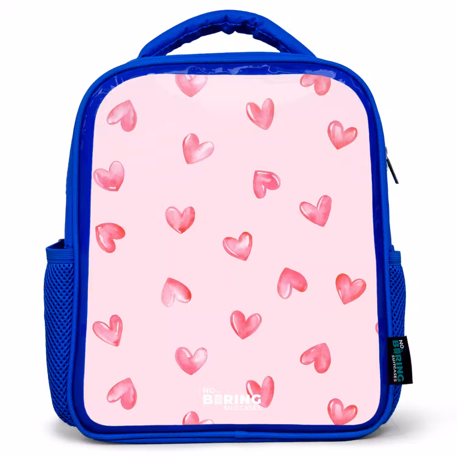 Roze hartjes Kinderrugzak - Blauw middel -3d