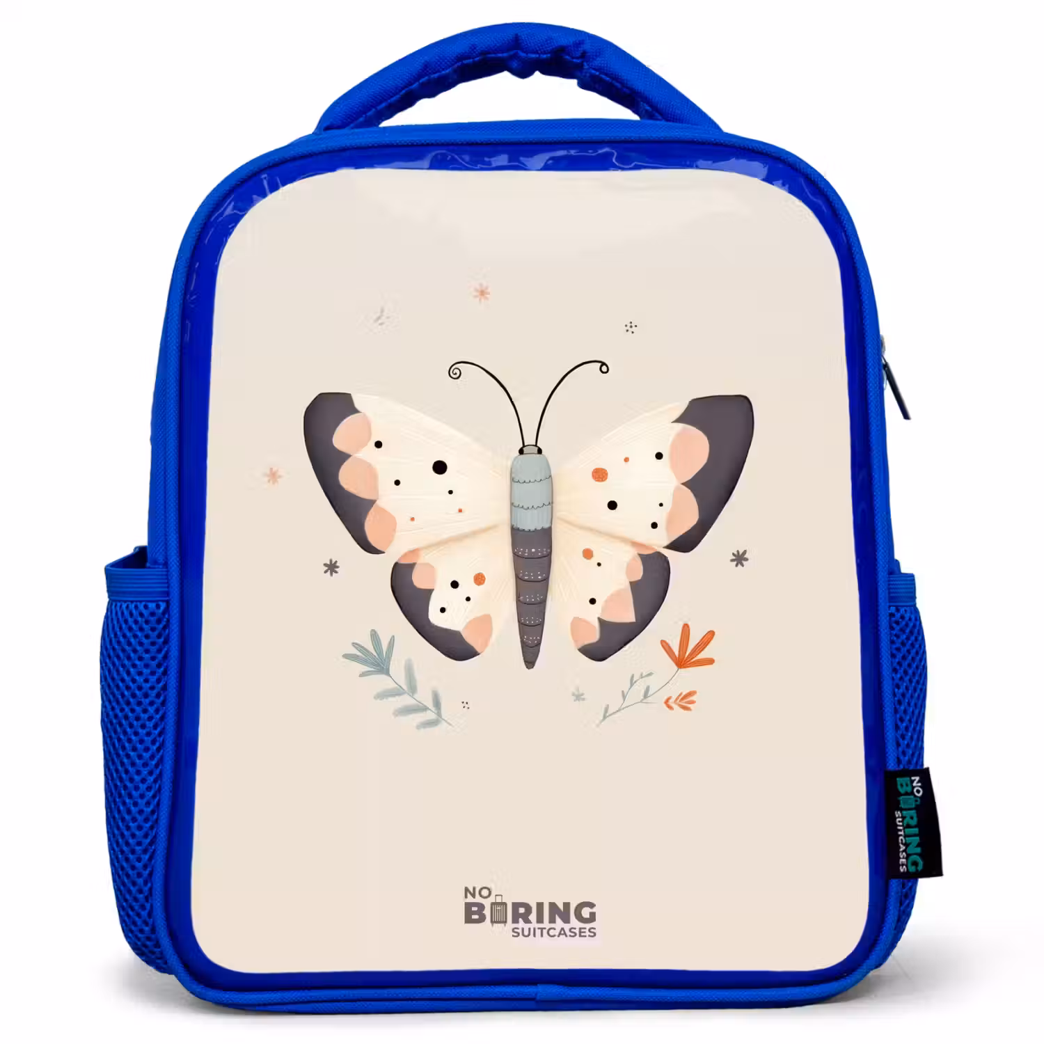 Vlinder in neutrale pastel kleuren Kinderrugzak - Blauw middel -3d