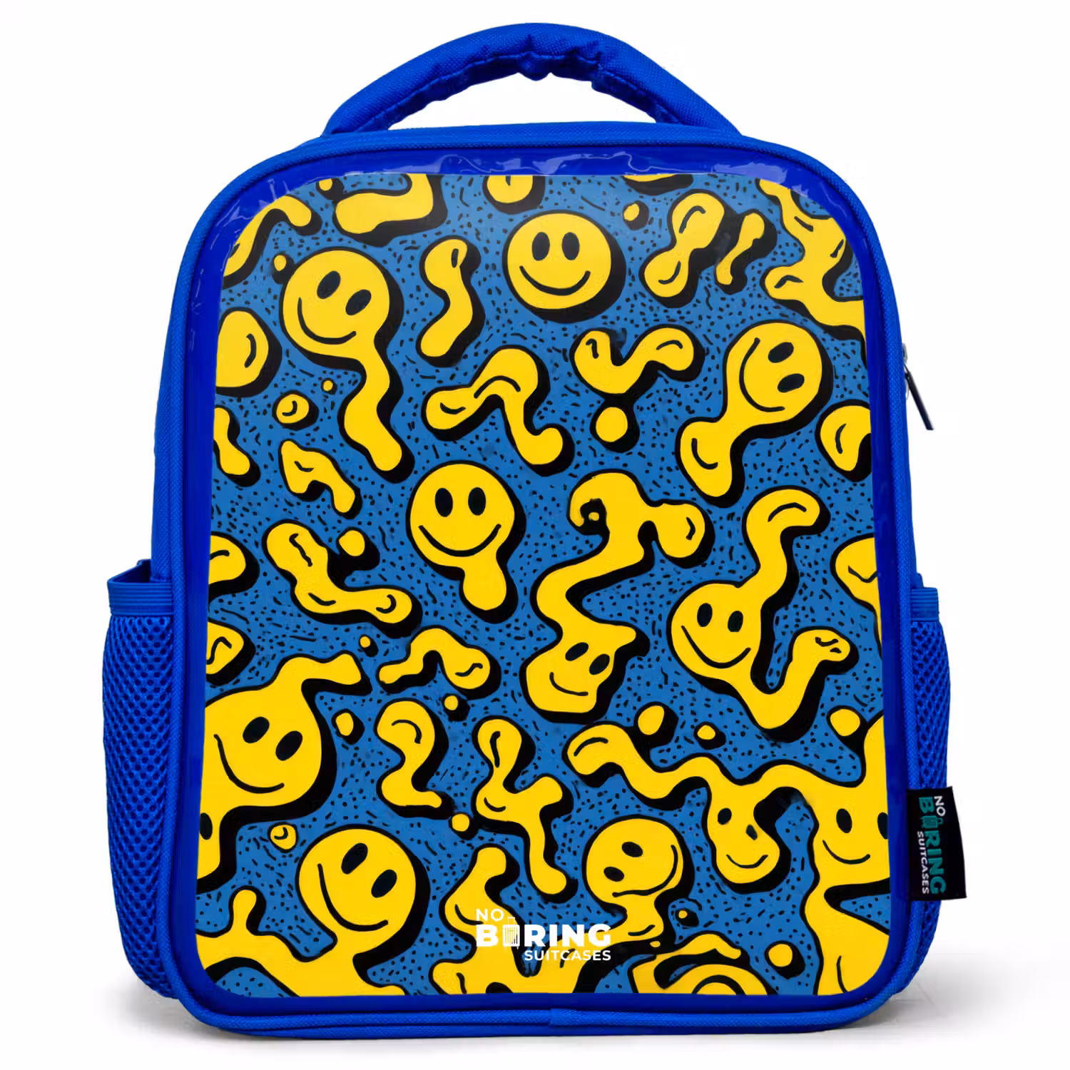 Smiley - Blauw - Geel Kinderrugzak - Blauw middel -3d