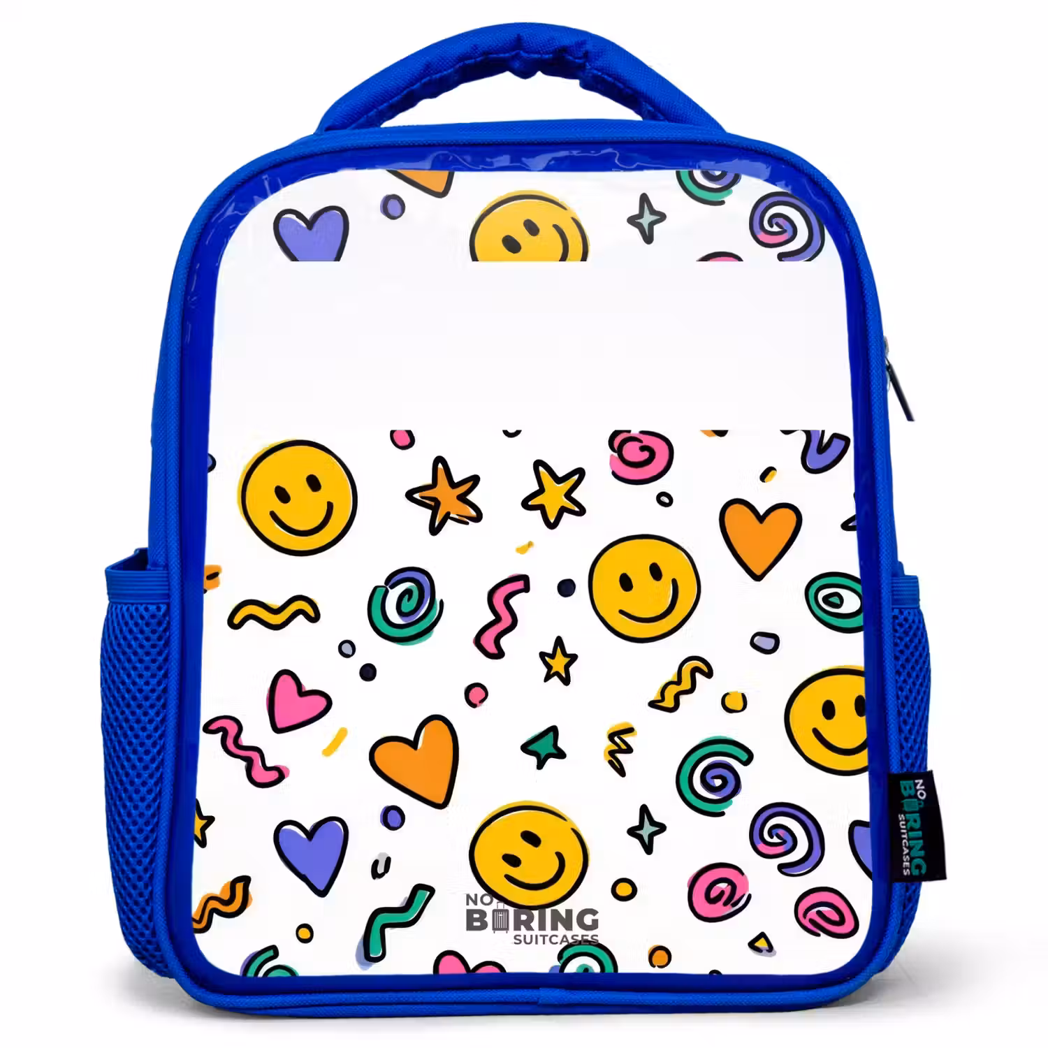 Smiley - Hartje - Ster Kinderrugzak - Blauw middel -3d