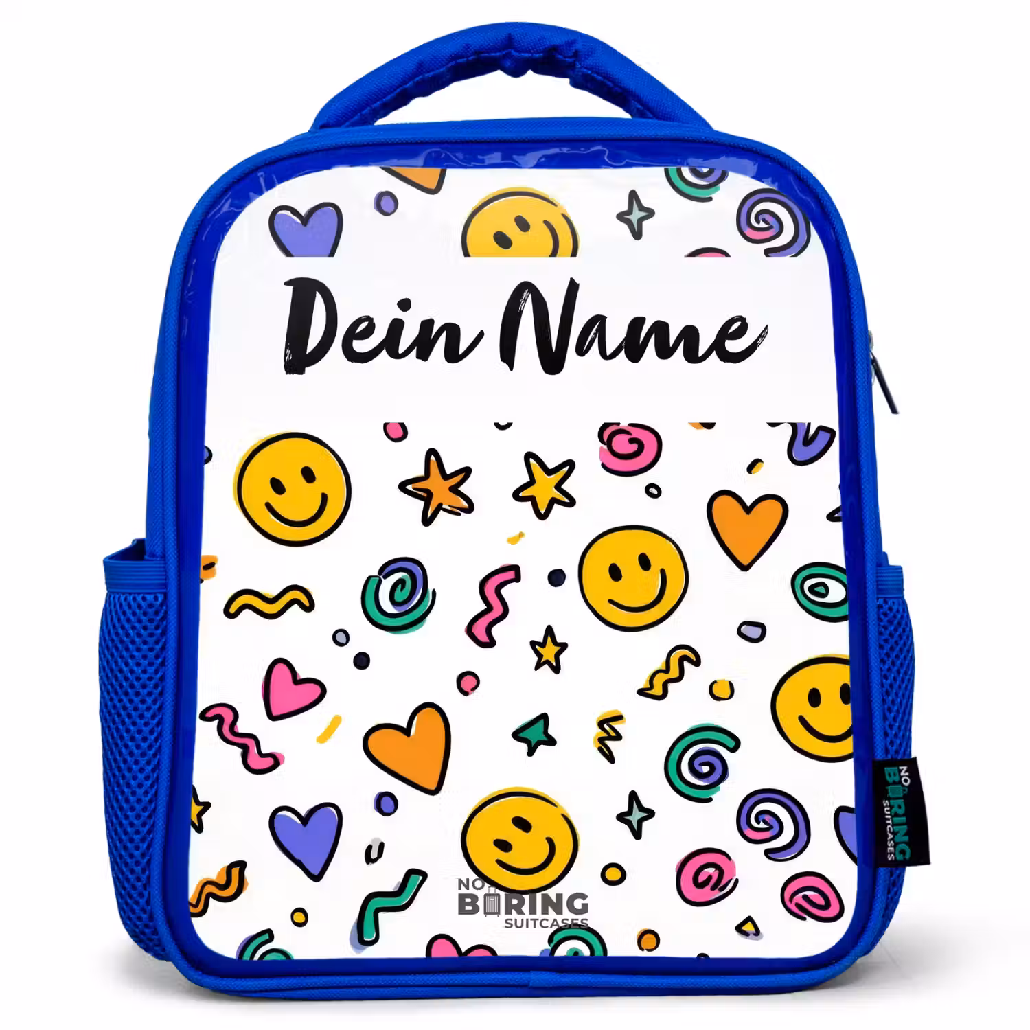 Smiley - Hartje - Ster Kinderrugzak - Blauw middel -3d