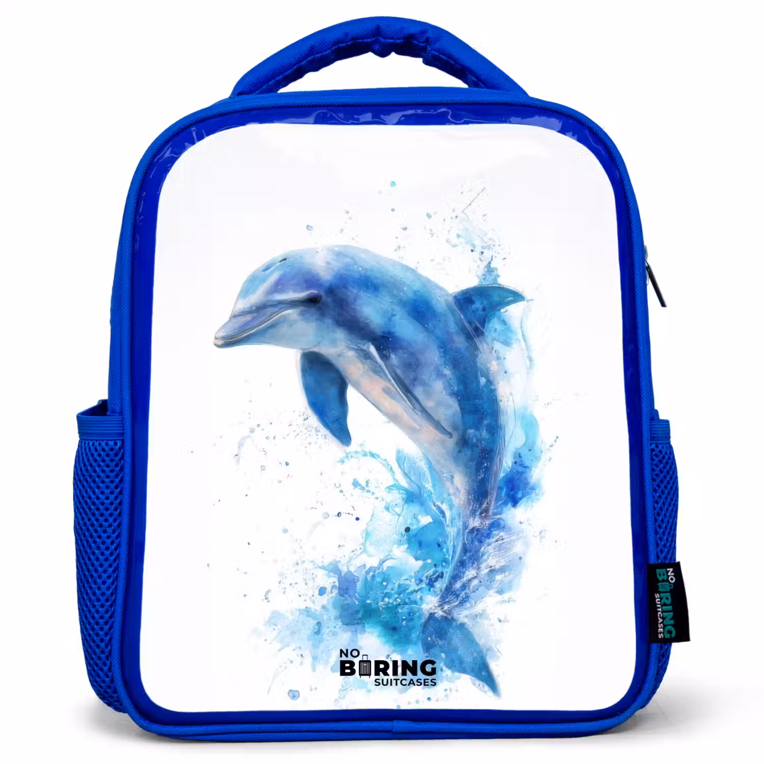 Springende blauwe dolfijn Kinderrugzak - Blauw middel -3d