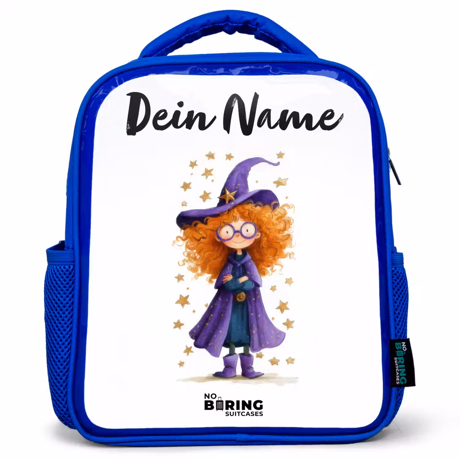 Sterrenmagie met krullen Kinderrugzak - Blauw middel -3d