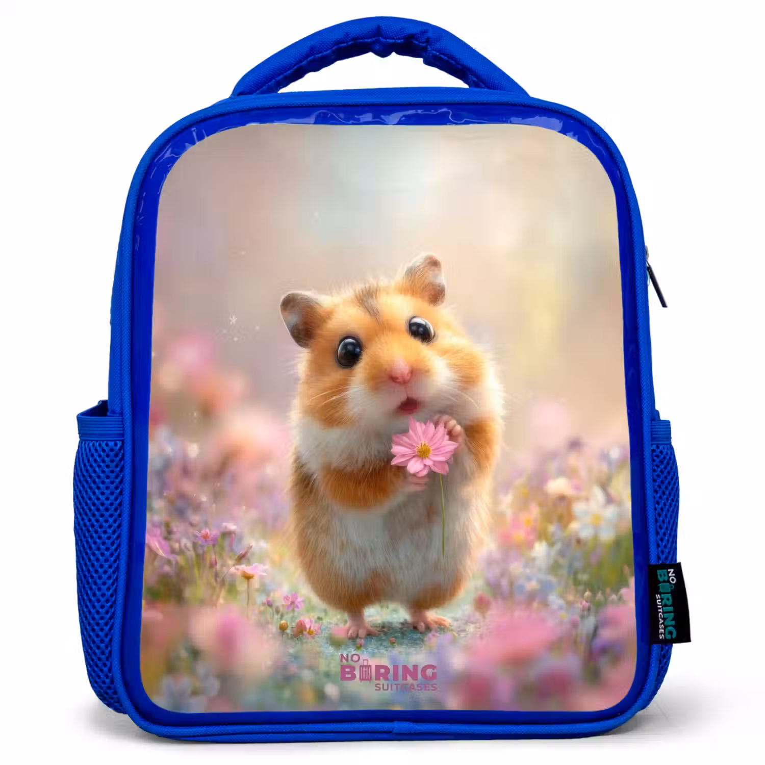 Hamster - Bloem - Natuur - Dier Kinderrugzak - Blauw middel -3d