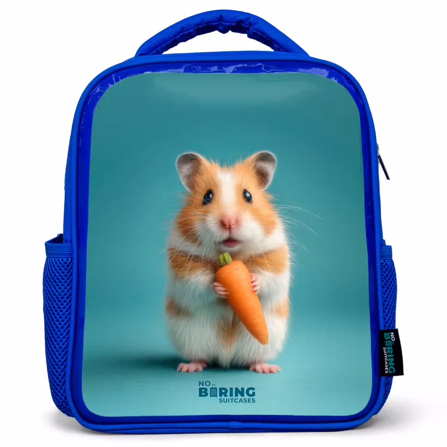 Hamster - Wortel - Dier Kinderrugzak - Blauw middel -3d