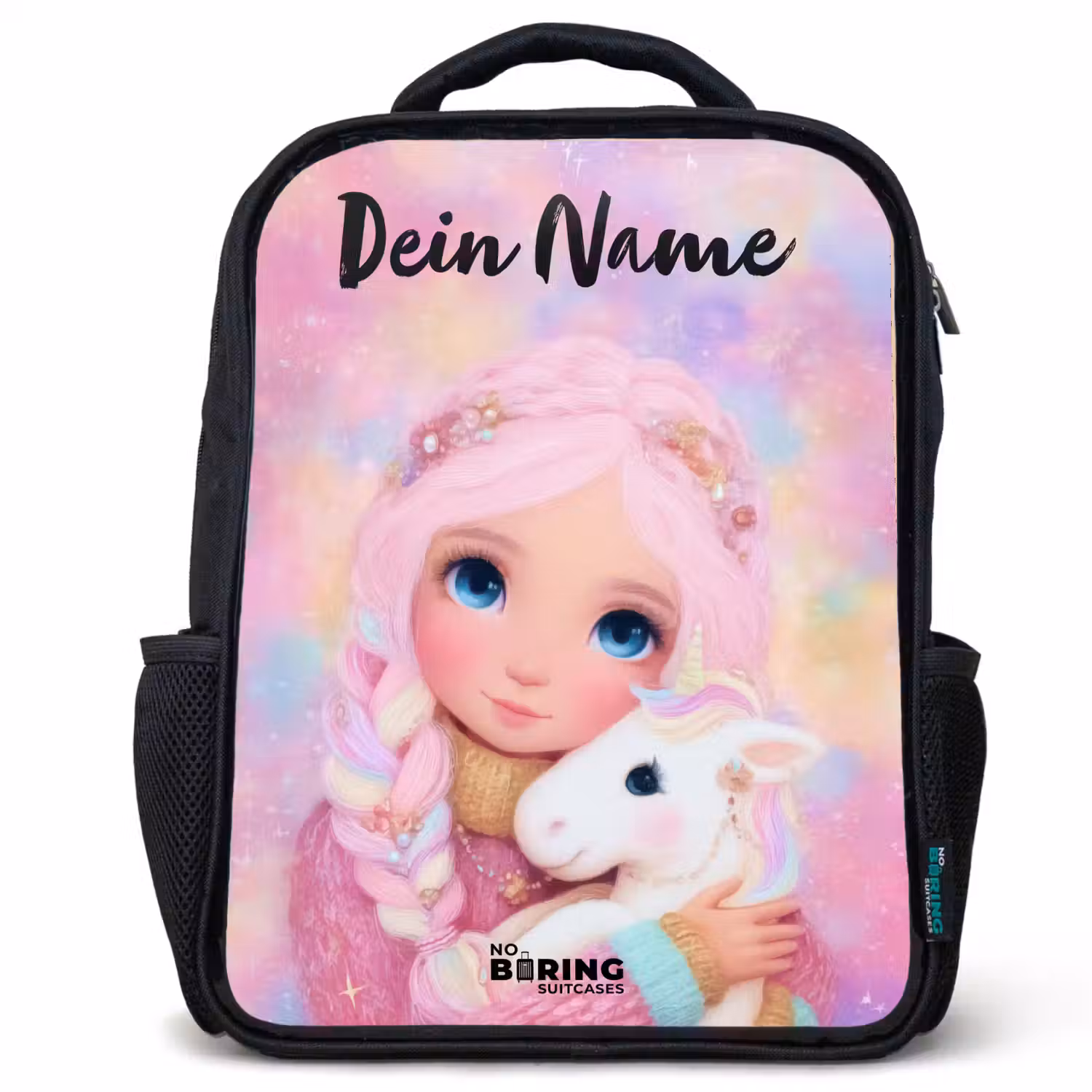Meisje - Eenhoorn - Roze Rugzak - Zwart middel -3d