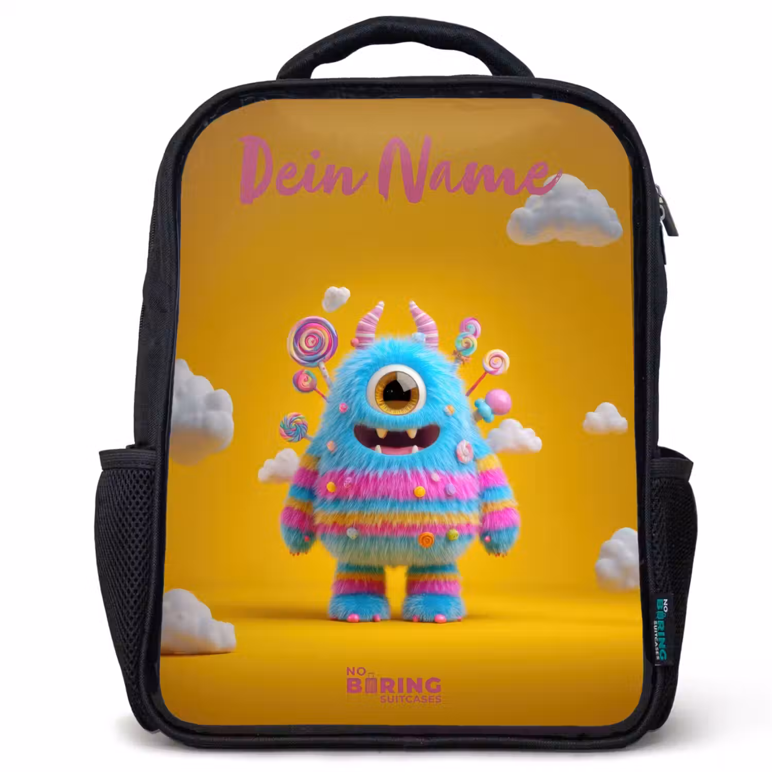 Snoep - Monster - Regenboog Rugzak - Zwart middel -3d