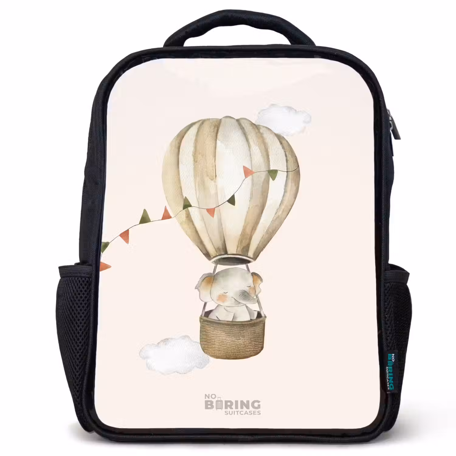 Olifant in een luchtballon Rugzak - Zwart middel -3d