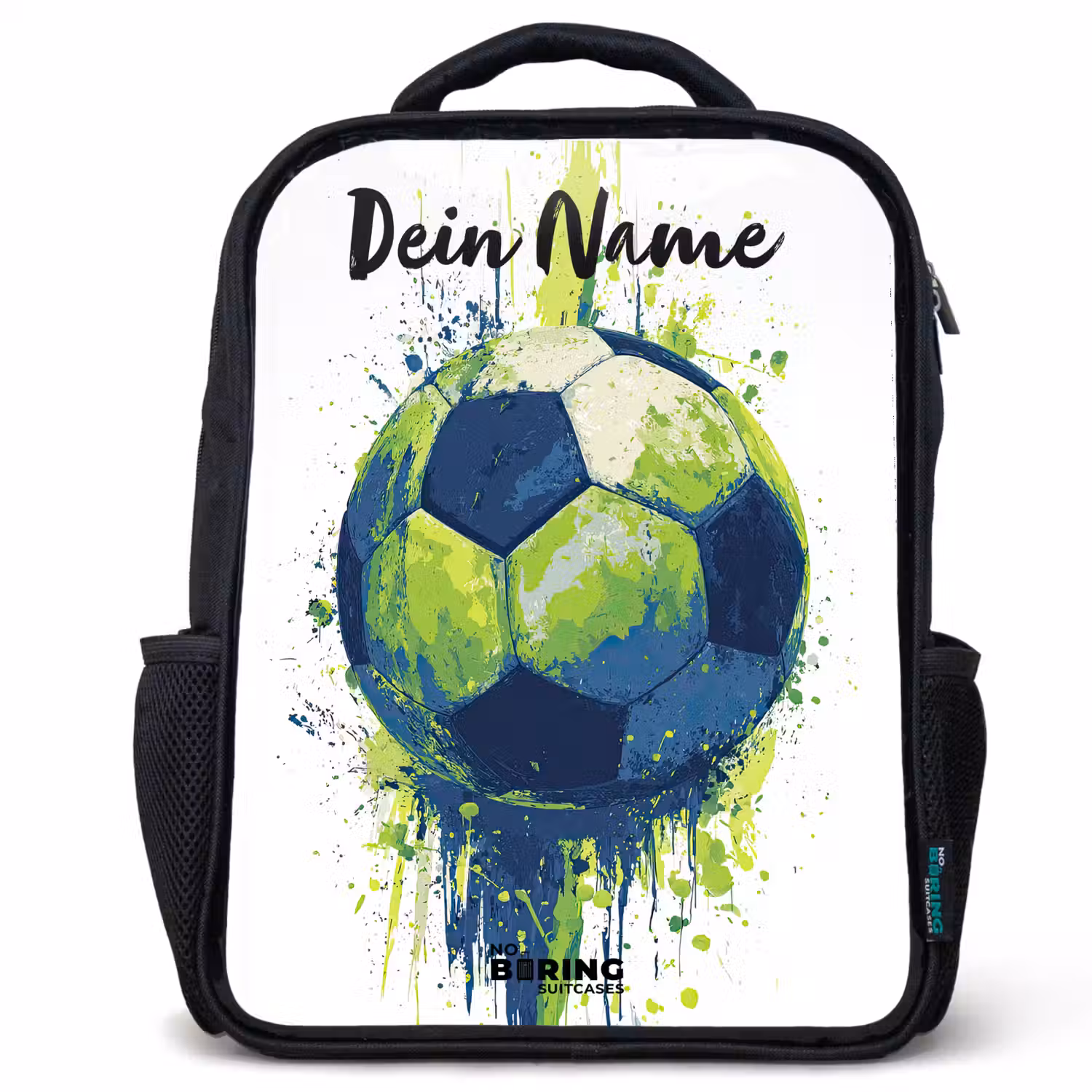 Voetbalvibes - Verf - Groen - Blauw Rugzak - Zwart middel -3d